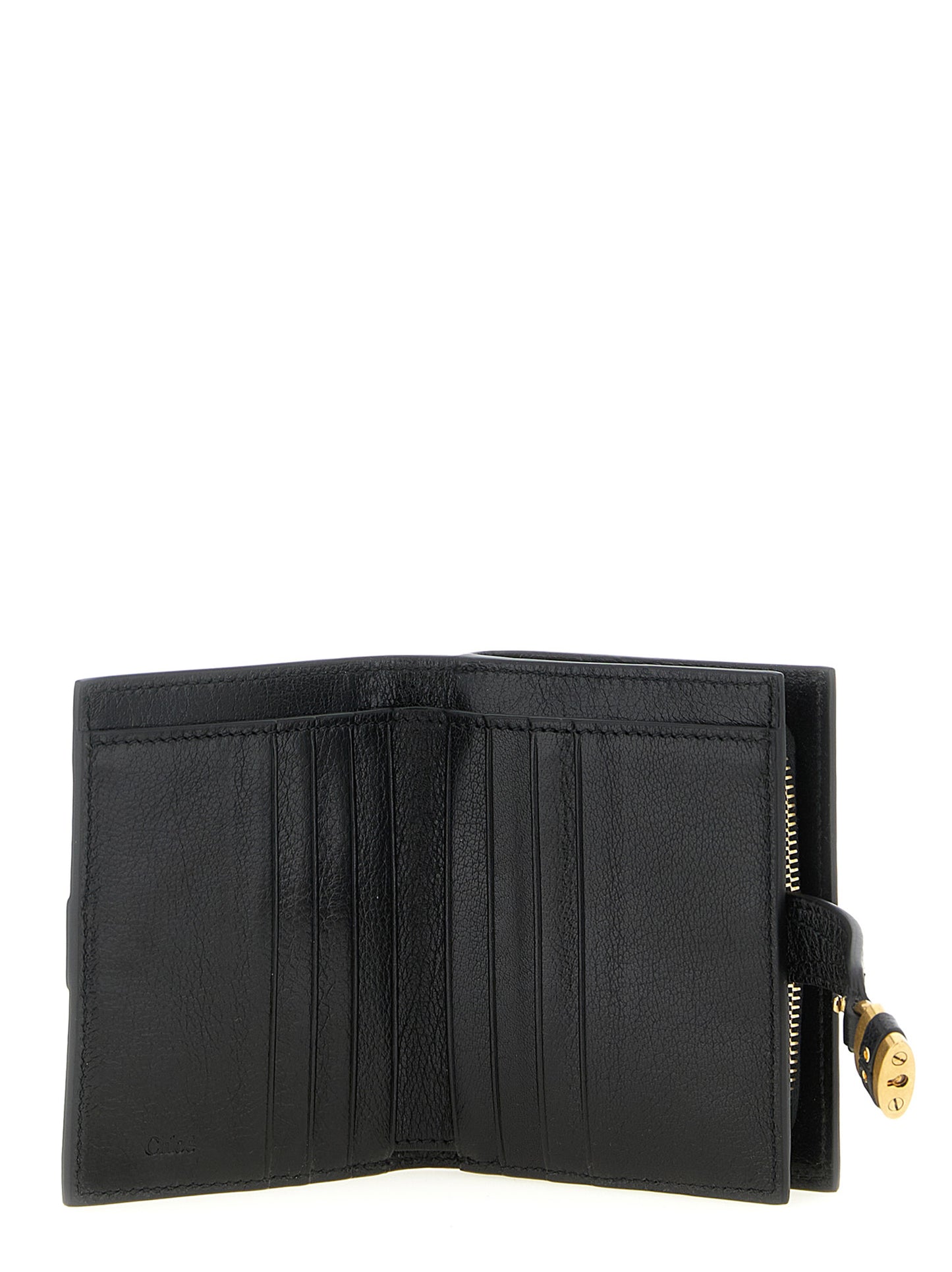 Cardholder Card Case by Chloé for women in brass & buffalo leather black & gold features an dynamic silhouette from the Paddington Brass & Buffalo Leather Cardholder Card Case collection, highlighting dynamic card-organization eco-friendly for a premium and sophisticated look.