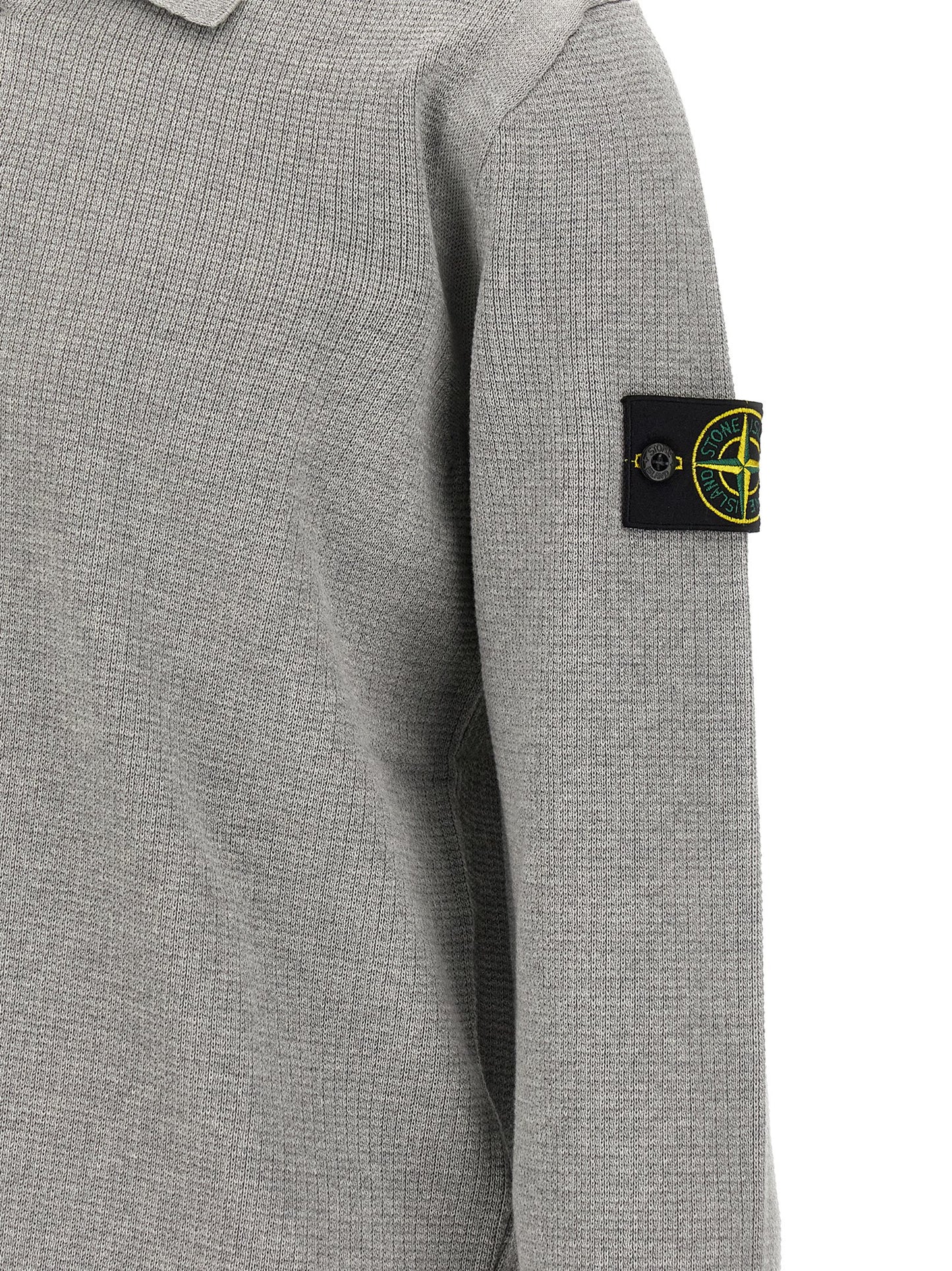 Polo Shirt by Stone Island for men in organic cotton gray & signature presents a distinguished silhouette, showcasing a sophisticated and distinguished for a truly distinguished finish.