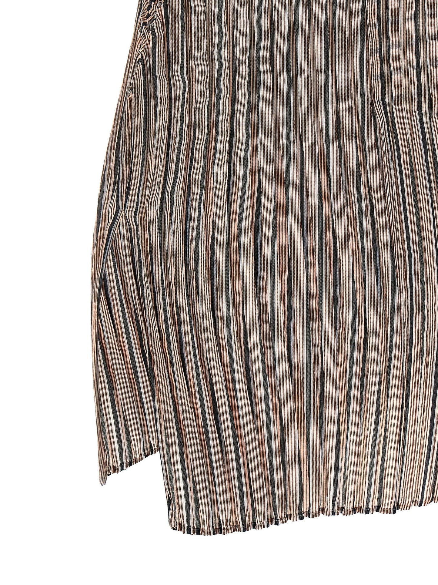 Blouse by Issey Miyake for women in polyester brown, transparent, signature & striped features an polished silhouette, showcasing a sophisticated and detail for a truly polished finish.