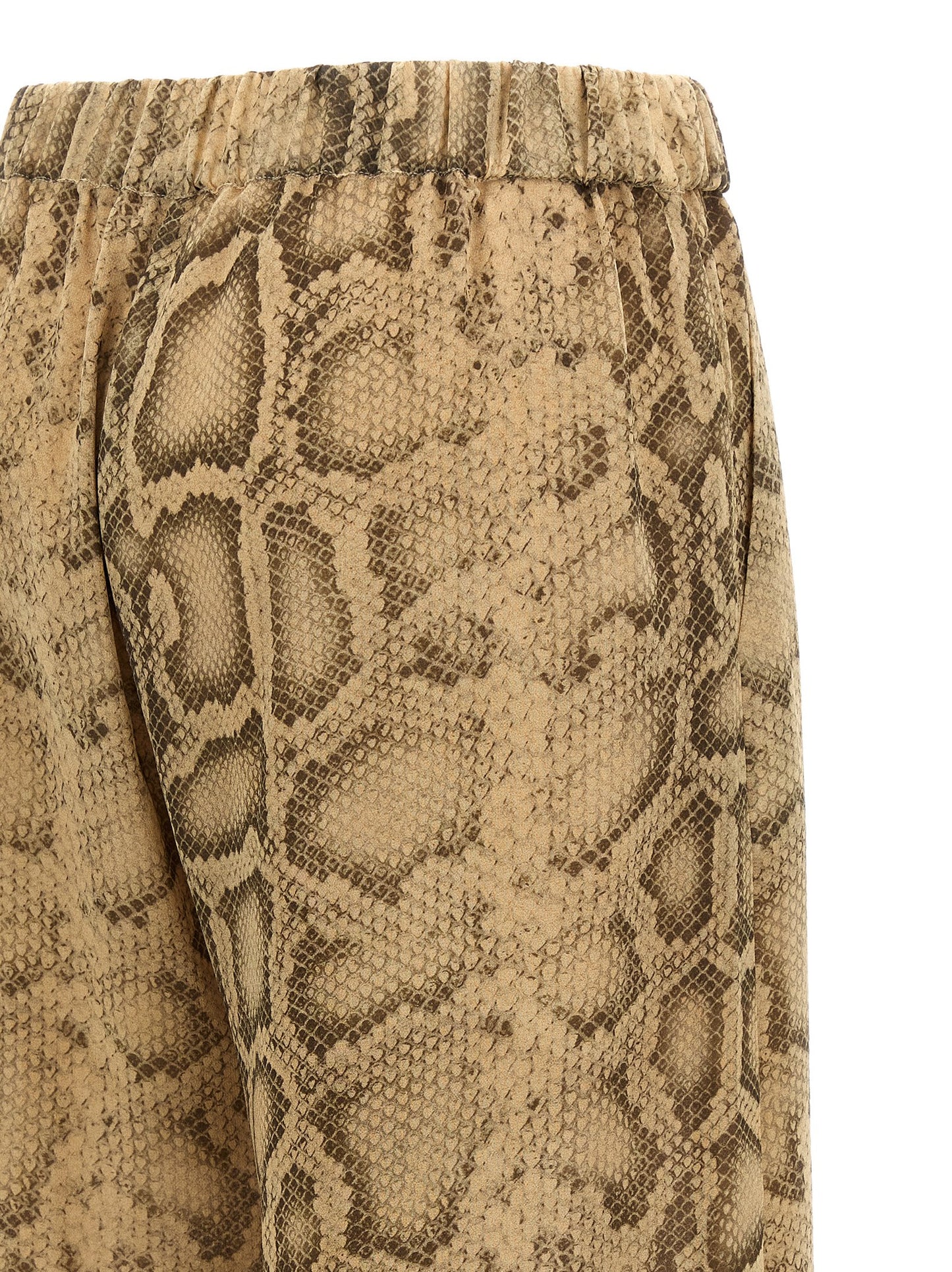 The Andamane Icon Women's Straight Leg Wide Polyester Python Leather Jeans - Beige Natural Print