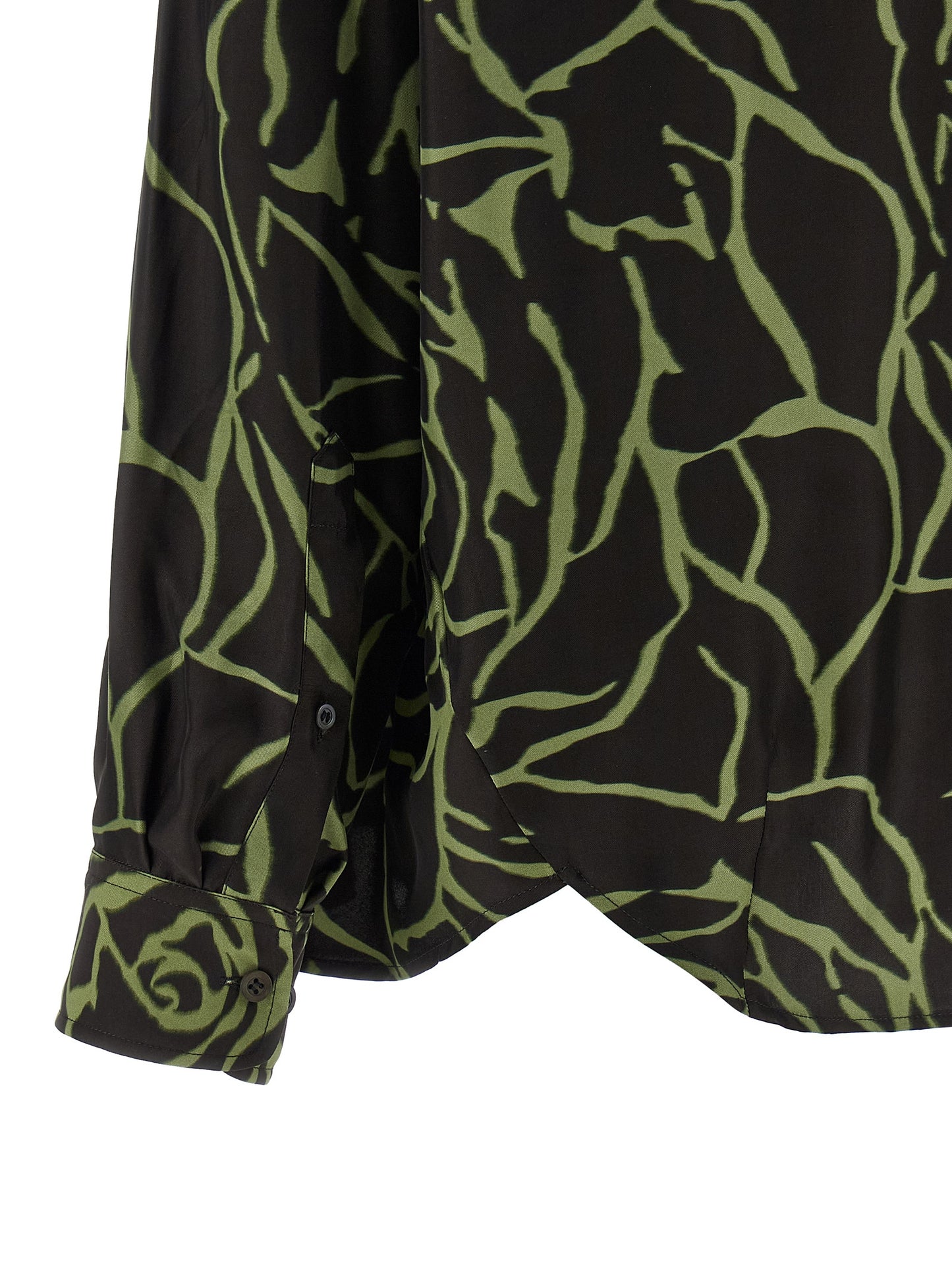 Blouse by Dries Van Noten for women in viscose black, peach & patterned showcases a sharp silhouette, elegantly detailed with a sharp and sharp .