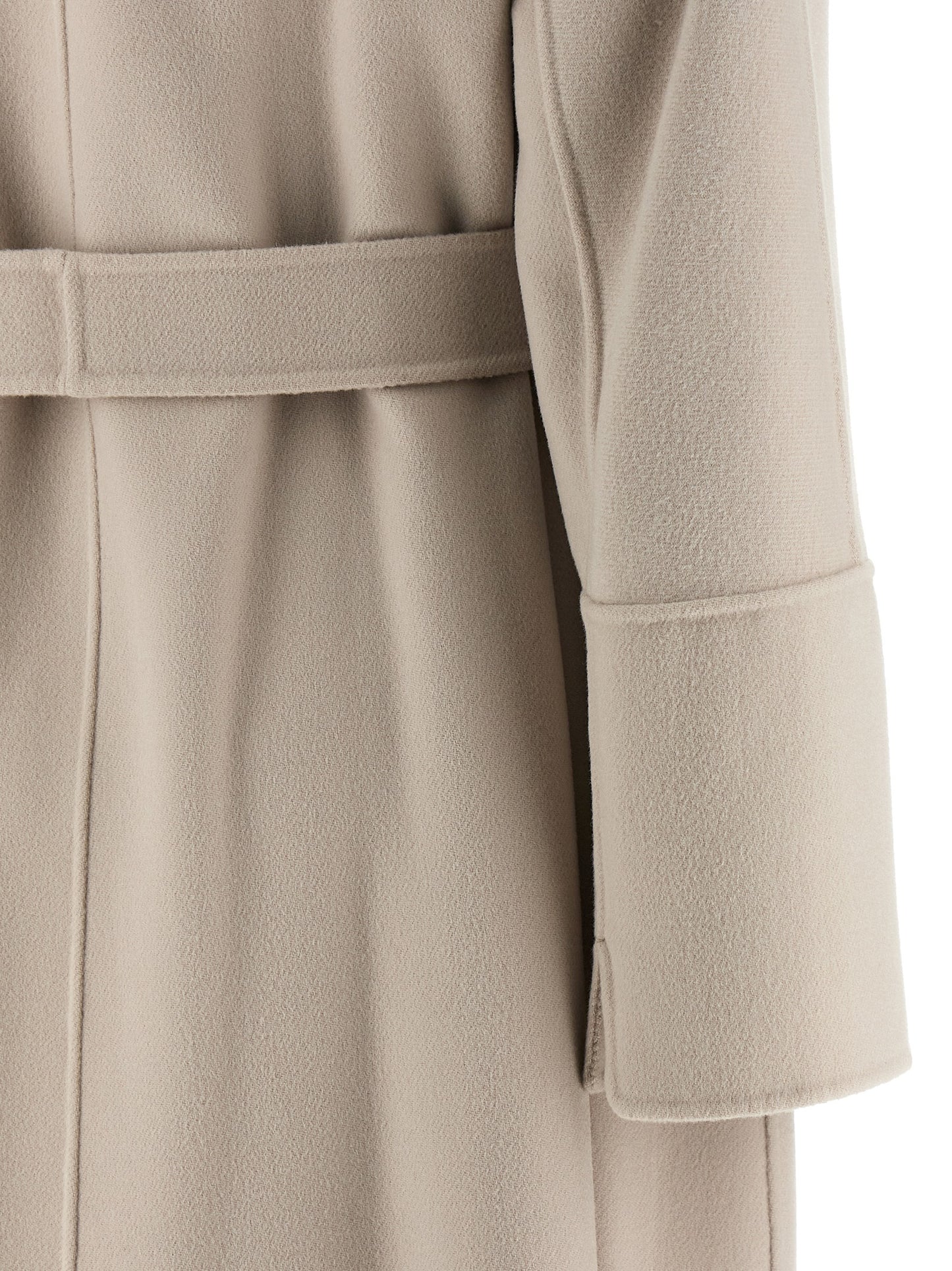 Trench Coat by S Max Mara for women in virgin wool beige presents an sculptural silhouette, artfully detailed with a sculptural and functional for a truly sculptural finish.