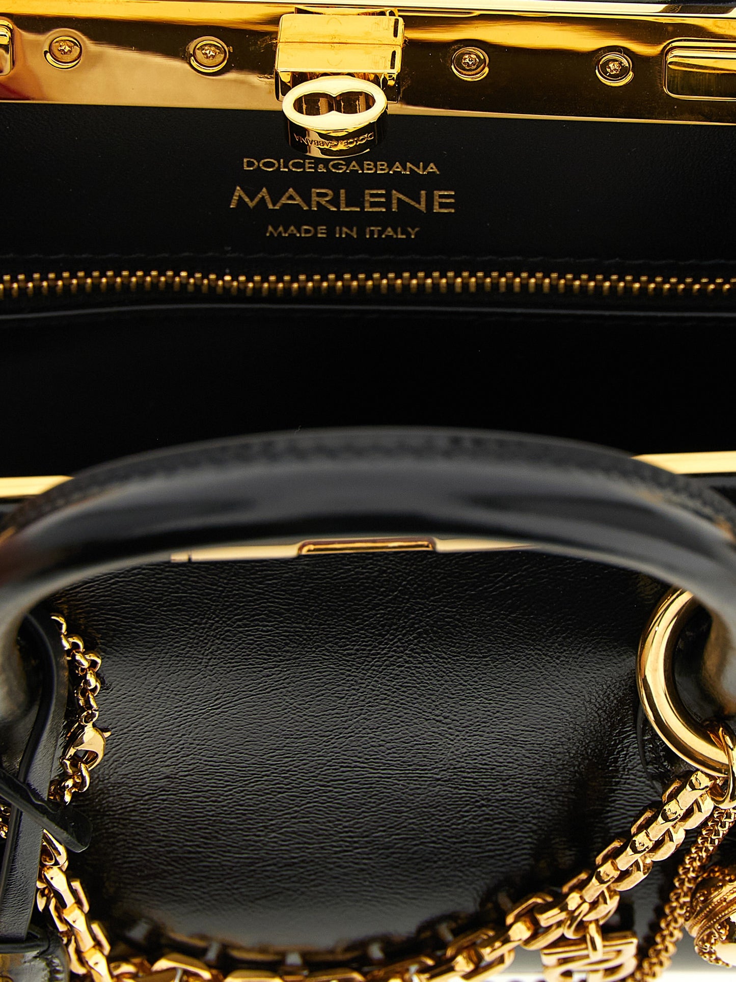 Dolce & Gabbana Marlene Brass Zamak Calf Leather Mini Handbag - Black
