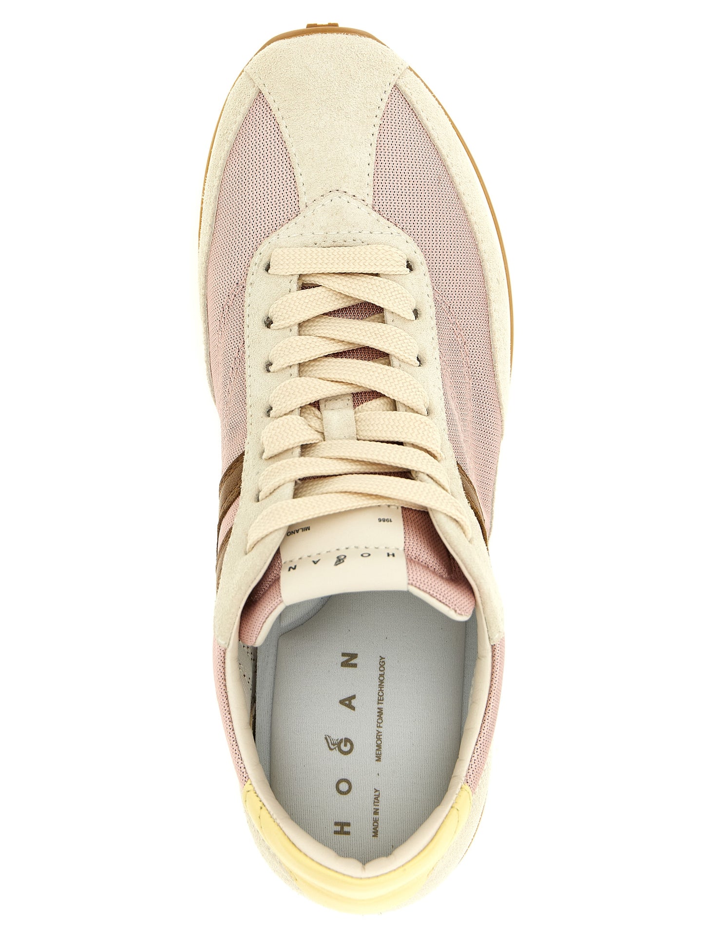 Athletic Sneakers by Hogan for women in suede calf leather & cotton multicolor features an effortless chic silhouette, showcasing the signature athletic style of the Women's Athletic Suede Calf Leather & Cotton Sneakers collection with a truly effortless chic finish.
