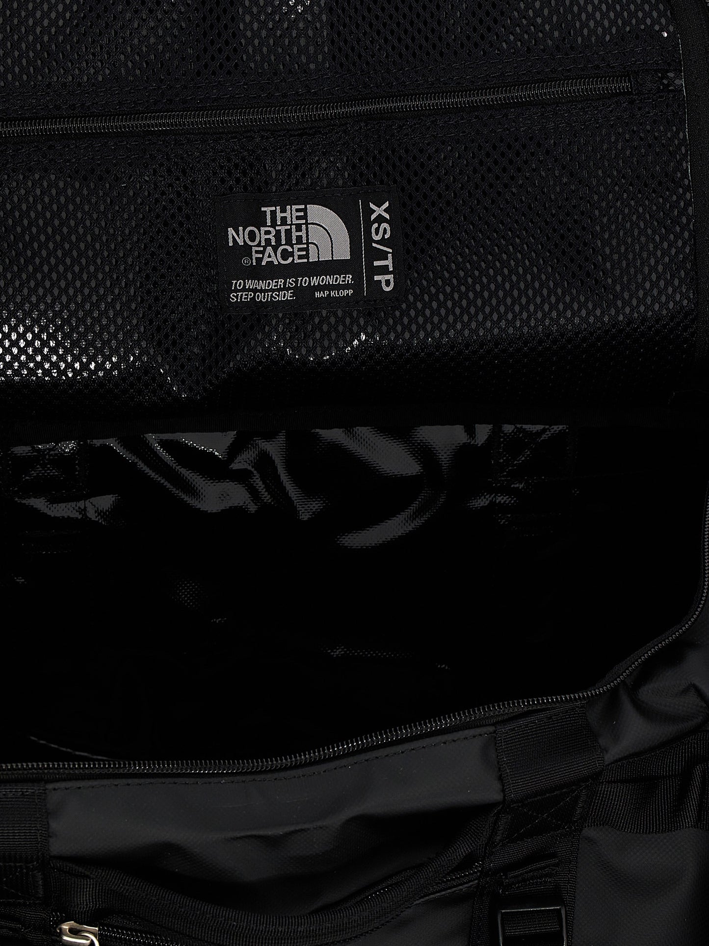 Travel Backpack by The North Face for unisex in lyocell polyester mesh black showcases a urban-chic Base Camp Duffel Lyocell Polyester Mesh Travel Backpack design, featuring a secure with urban-chic and versatile backpack-strap, adjustable-strap & handle.