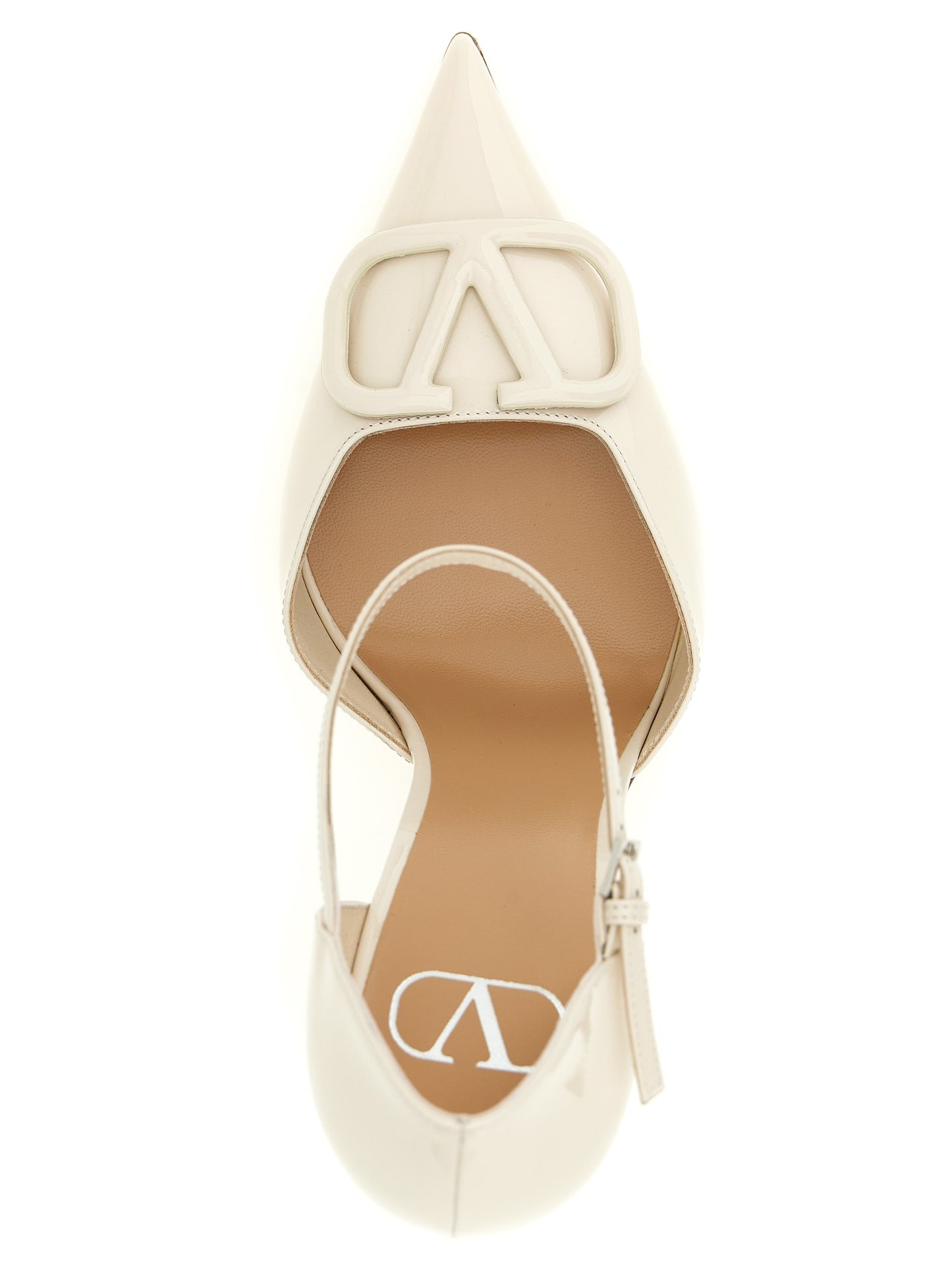 This High-Heel Stiletto Ankle Strap Pumps Heels by Valentino Garavani for women in calfskin leather white & signature presents a effortlessly chic silhouette from the V Logo Women's Calfskin Leather High-Heel Stiletto Ankle Strap Pumps Heels collection, featuring a effortlessly chic stiletto high-heel and effortlessly chic pointed toe style.