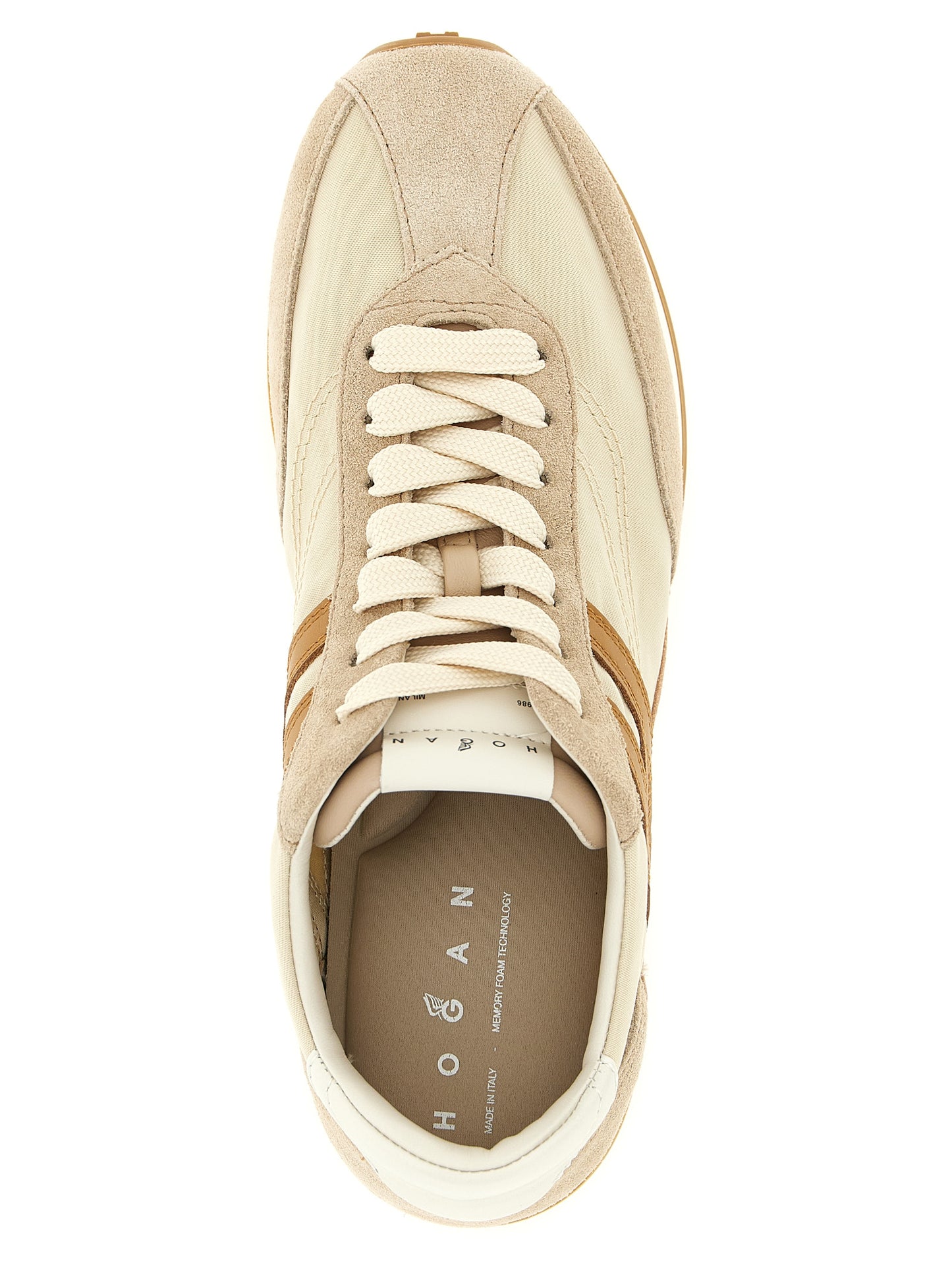 Athletic Sneakers by Hogan for women in polyamide suede leather beige features an timeless silhouette from the Women's Athletic Polyamide Suede Leather Sneakers collection, showcasing a timeless athletic style for a timeless look.