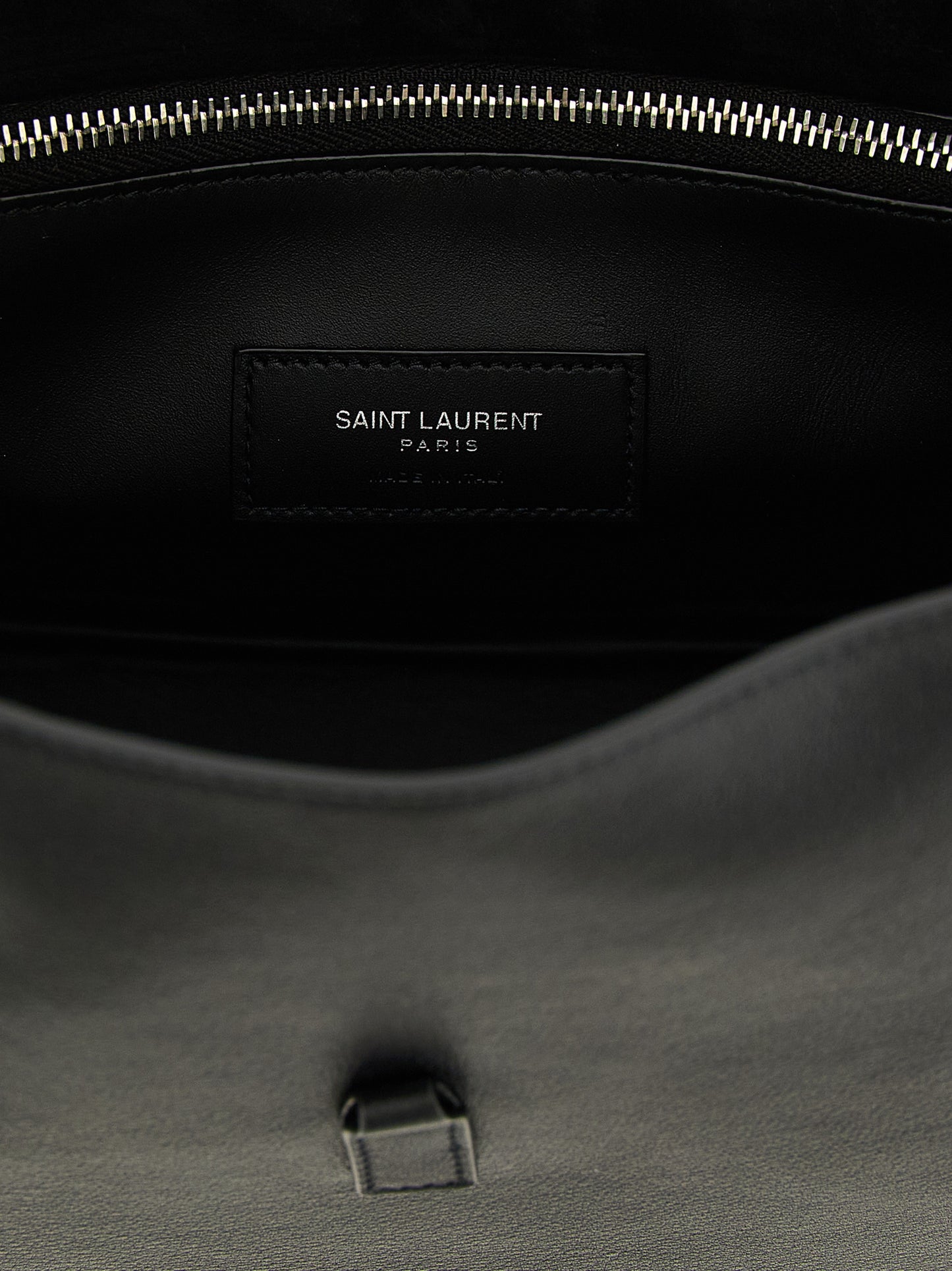Micro Shoulder Clutch Bag by Saint Laurent for women in suede calfskin leather black presents a versatile silhouette, showcasing a secure and versatile with versatile shoulder-strap, adjustable-strap & handle for a sophisticated look.