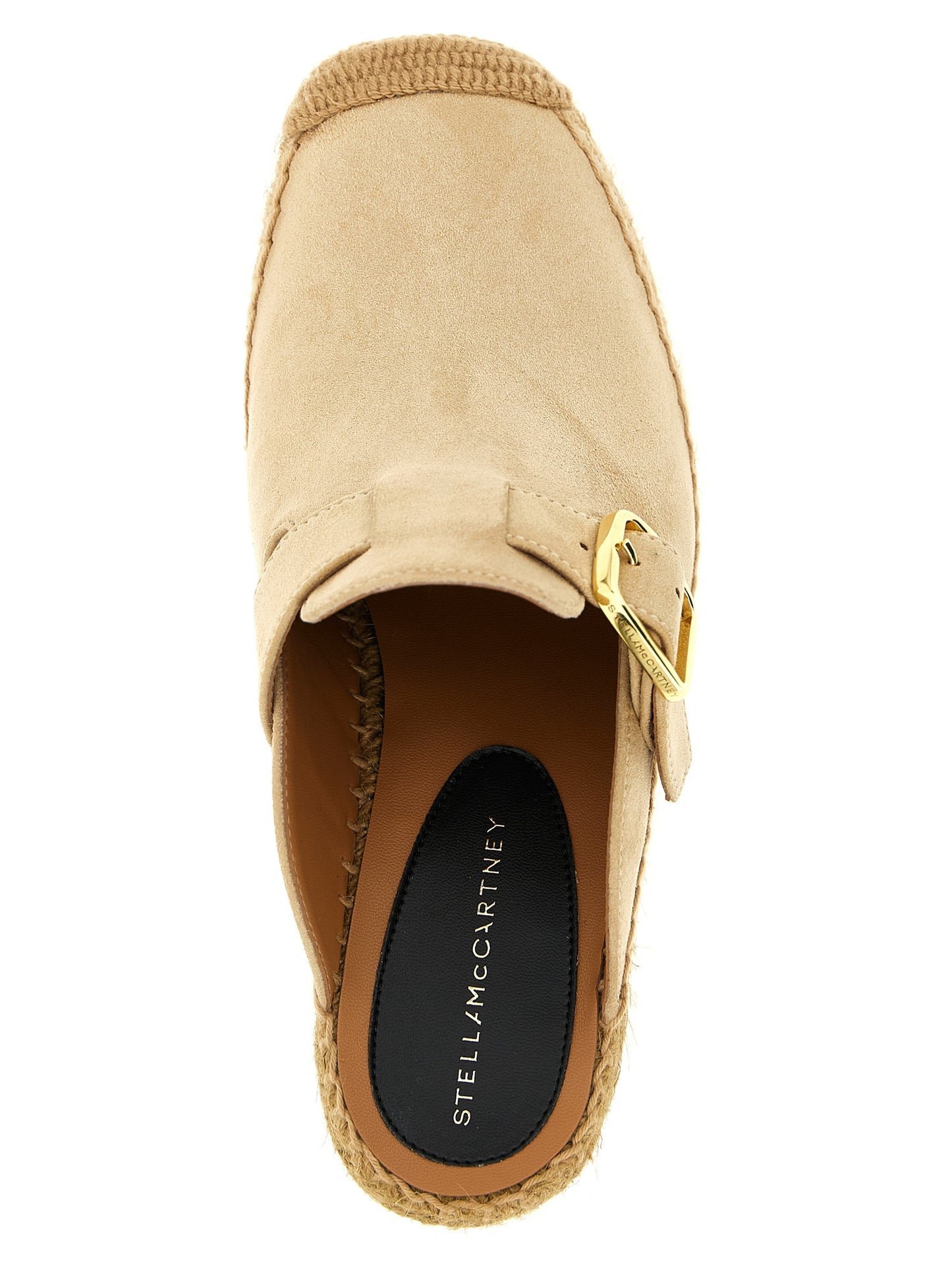 Wedge Sandals by Stella McCartney for women in jute viscose & suede leather beige features an architectural design from the Women's Jute Viscose & Suede Leather Wedge Sandals collection, defined by a architectural wedge and for a architectural finish.