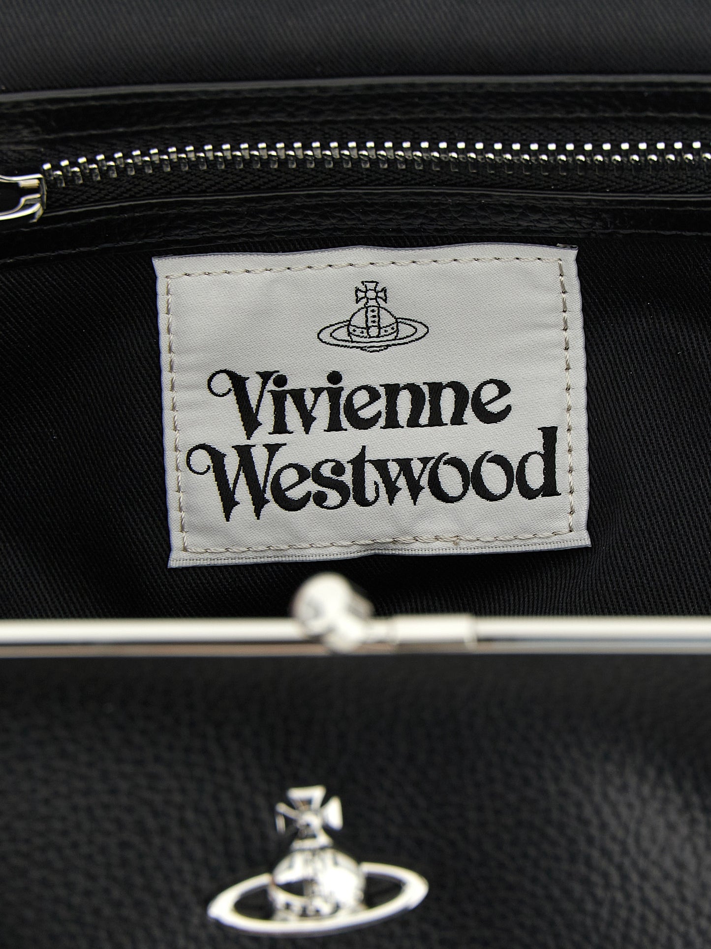 Vivienne Westwood Granny Orb PVC Cotton Polyester Frame Handbag - Black Signature