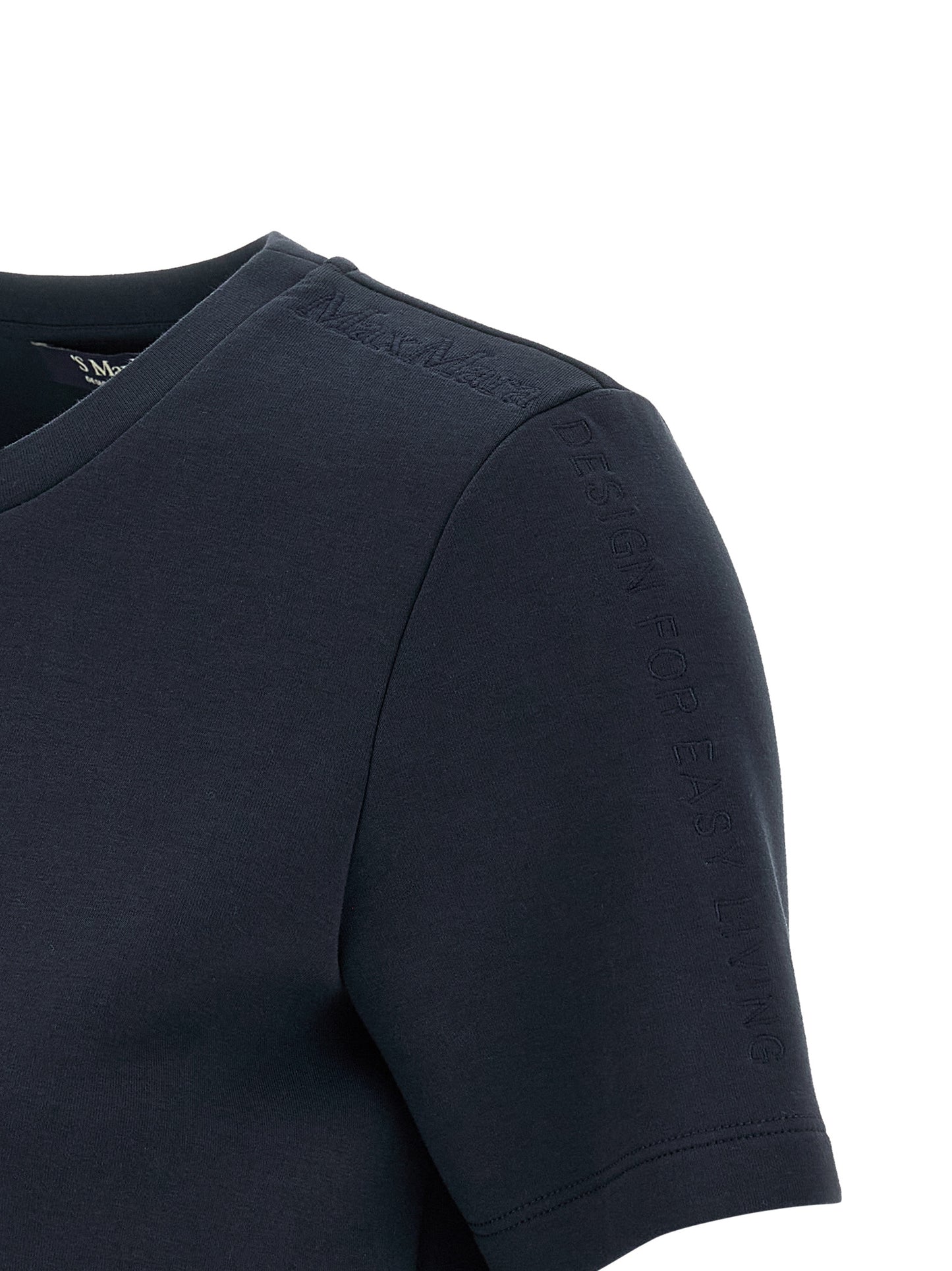 T-Shirt by S Max Mara for women in stretch polyester cotton blue showcases a fashionable silhouette, elegantly detailed with a fashionable and for a sophisticated, high-fashion look.