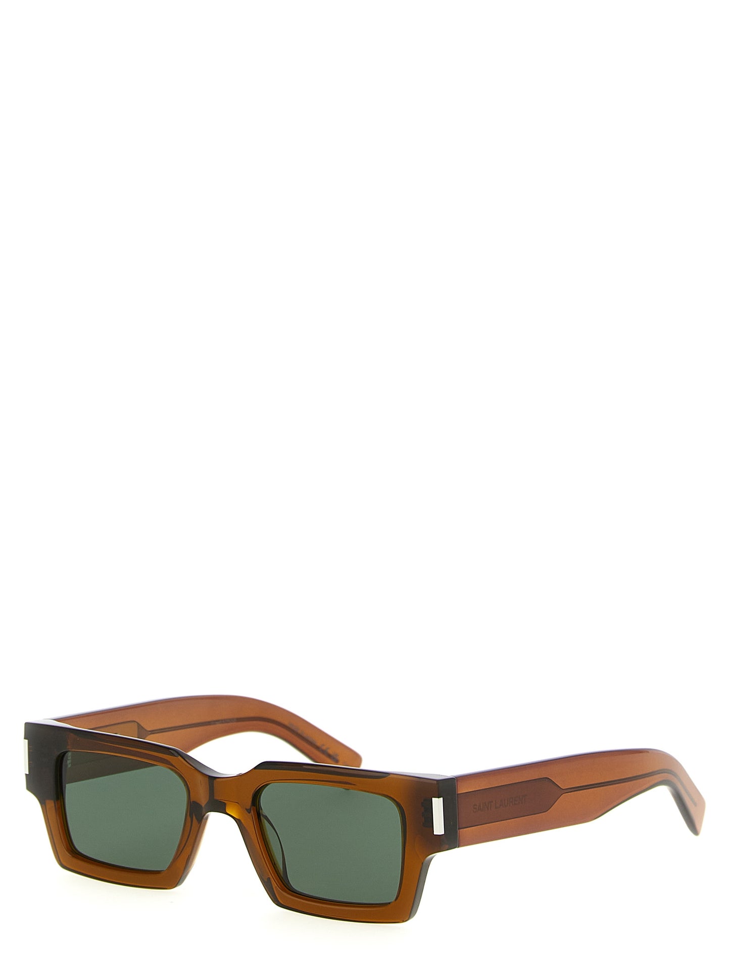 Saint Laurent Icon Square Silicone Resin & Acetate Sunglasses - Brown