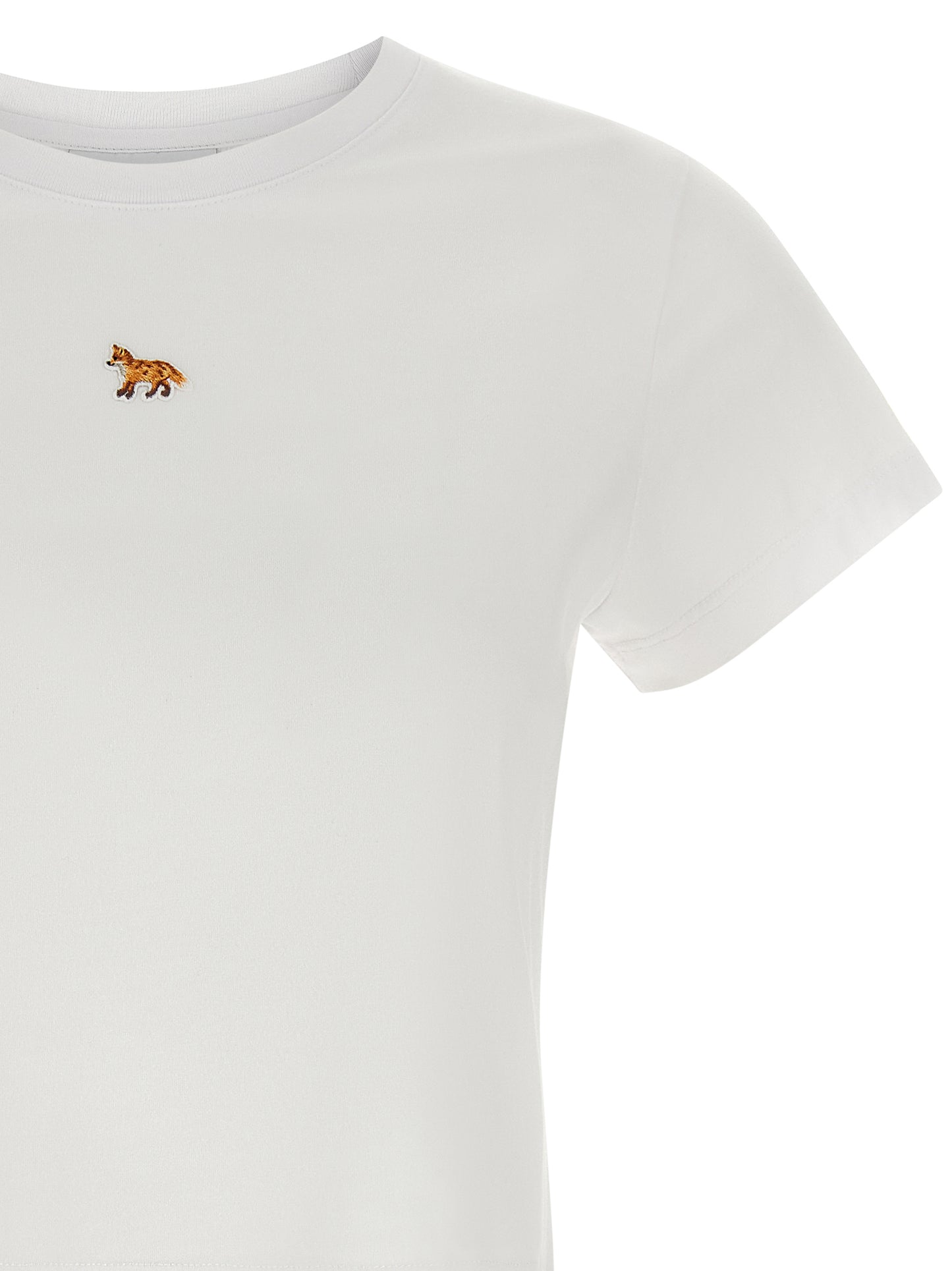 T-Shirt by Maison Kitsuné for women in cotton white showcases a fashionable silhouette, elegantly detailed with a fashionable and for a sophisticated, high-fashion look.