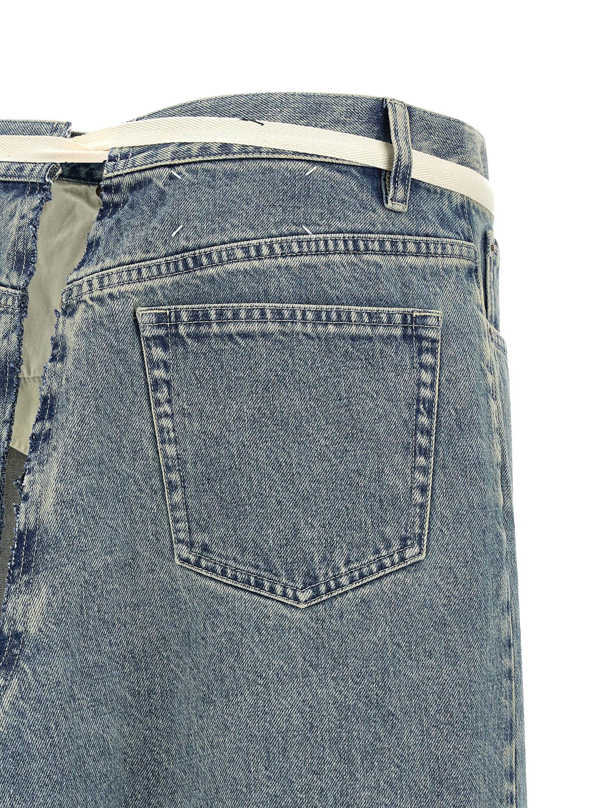 Maison Margiela Four Stitches Women's Denim Flared Cotton Skirt - Light Blue