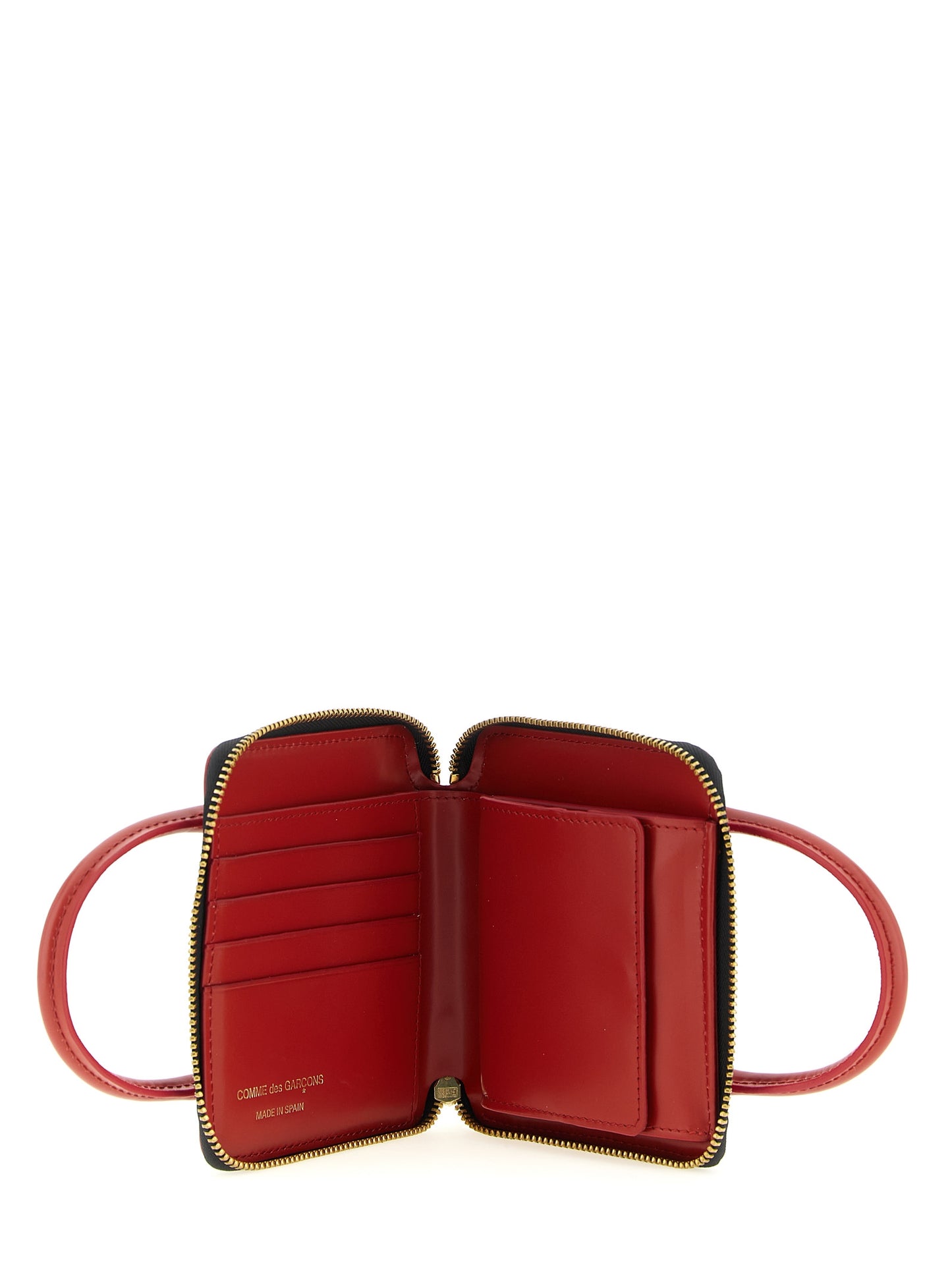 Cardholder Card Case by Comme Des Garçons for women in leather multicolor & red features a distinguished silhouette, showcasing the distinguished design of the Leather Cardholder Card Case with refined card-organization zip-around coin-purse.