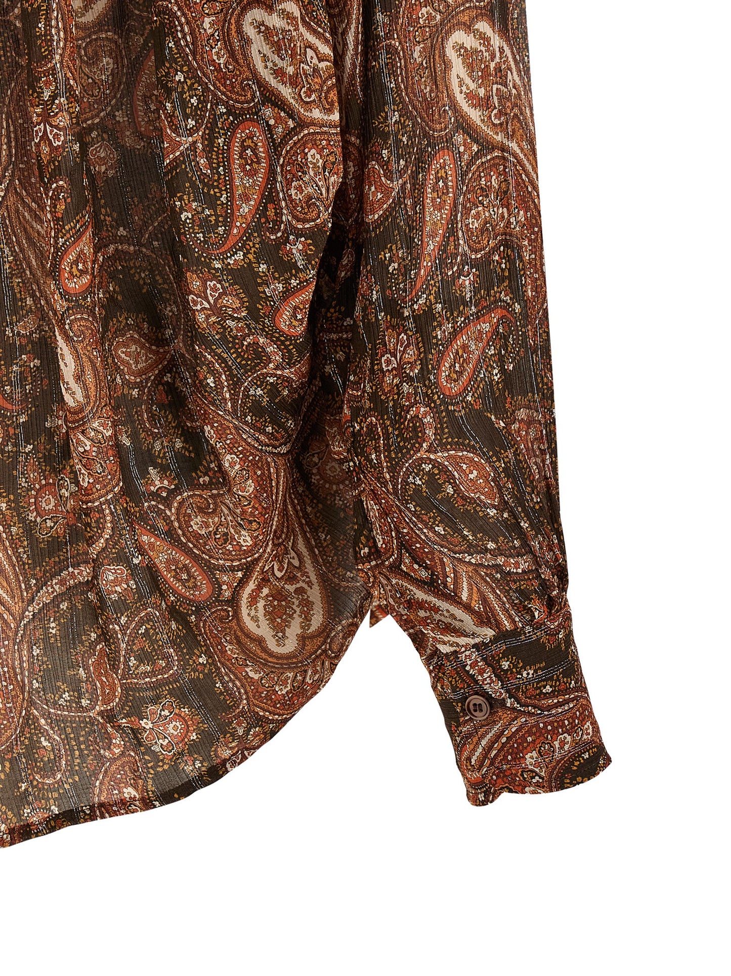 The Andamane Women's Mandarin Neck Viscose & Silk Blouse - Multicolor Patterned Paisley