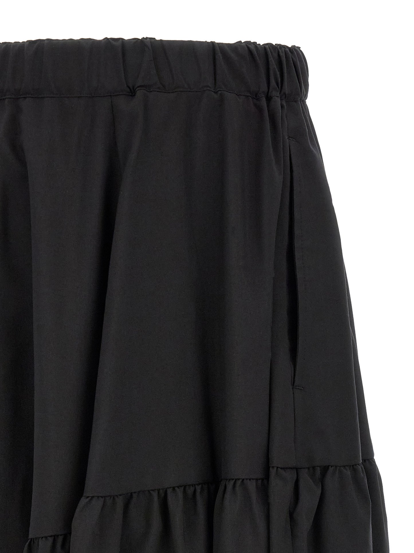 Trousers by Comme Des Garçons for men in polyester black features a artisanal silhouette, showcasing a sophisticated with a long and for a artisanal finish.
