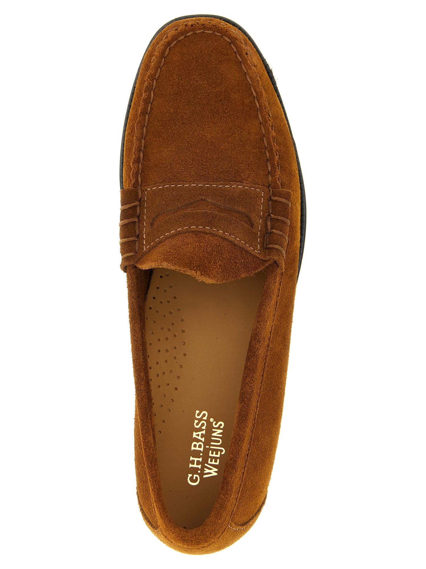 Loafer Slip-On Shoes by G.H. BASS for men in cowhide suede leather brown showcases a timeless silhouette from the Men's Cowhide Suede Leather Loafer Slip-On Shoes collection, featuring a timeless and for a timeless finish.