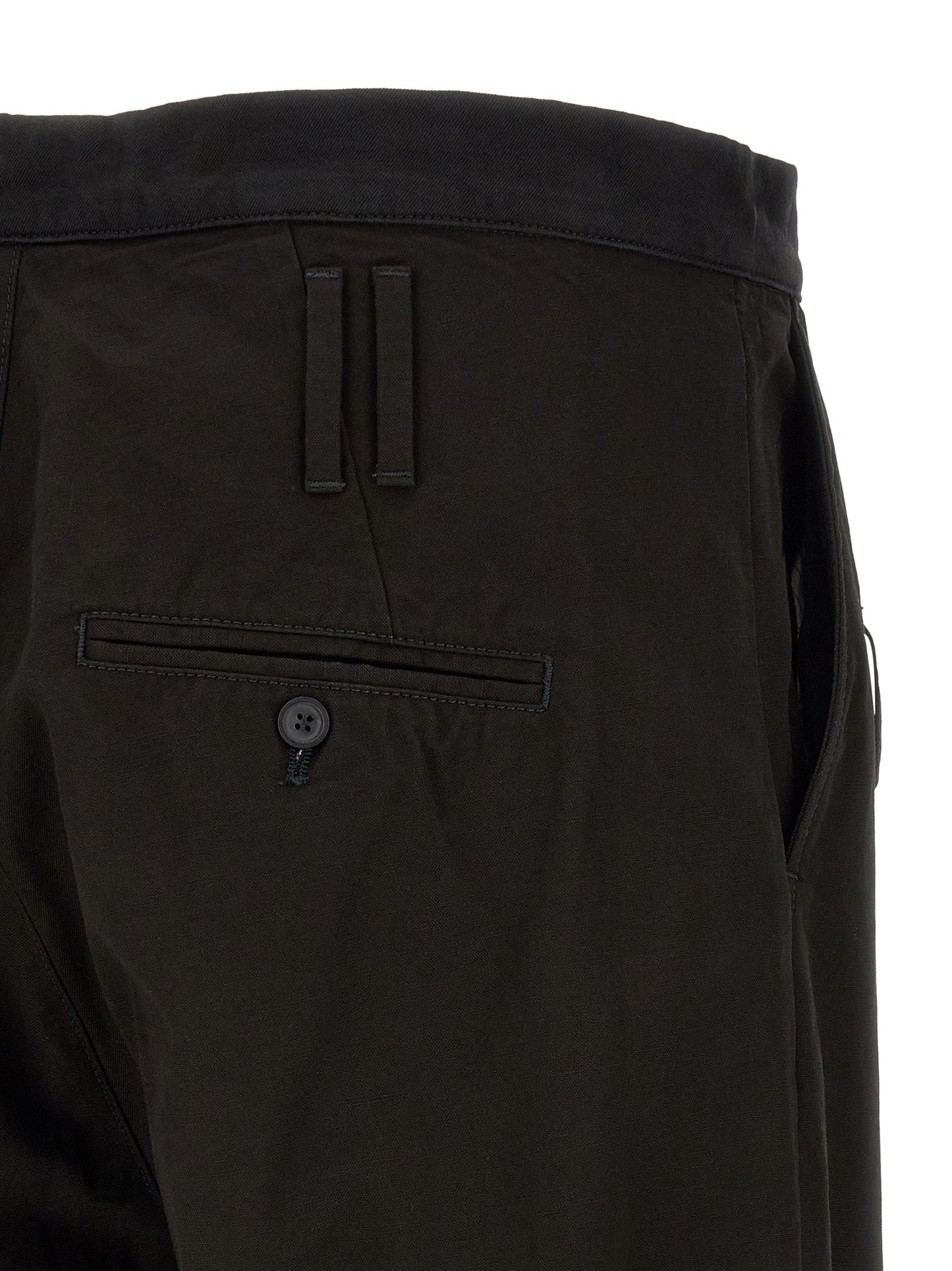 Trousers by Namacheko for men in cotton black & striped presents a smart silhouette, meticulously detailed with a smart flared & wide, a smart long, and a smart .
