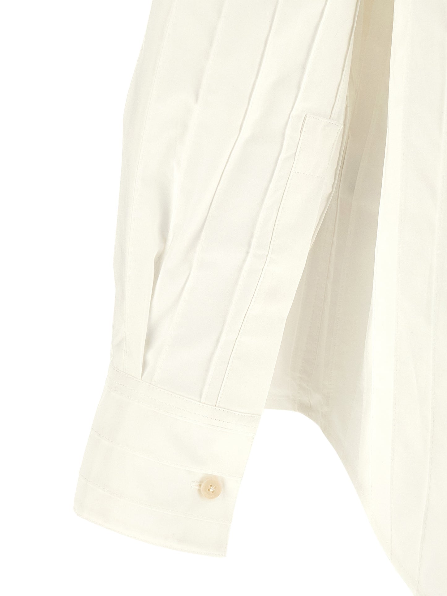 Shirt by Jacquemus for men in cotton horn, white & striped showcases a sleek silhouette, elegantly detailed with a sleek and for a sleek finish.