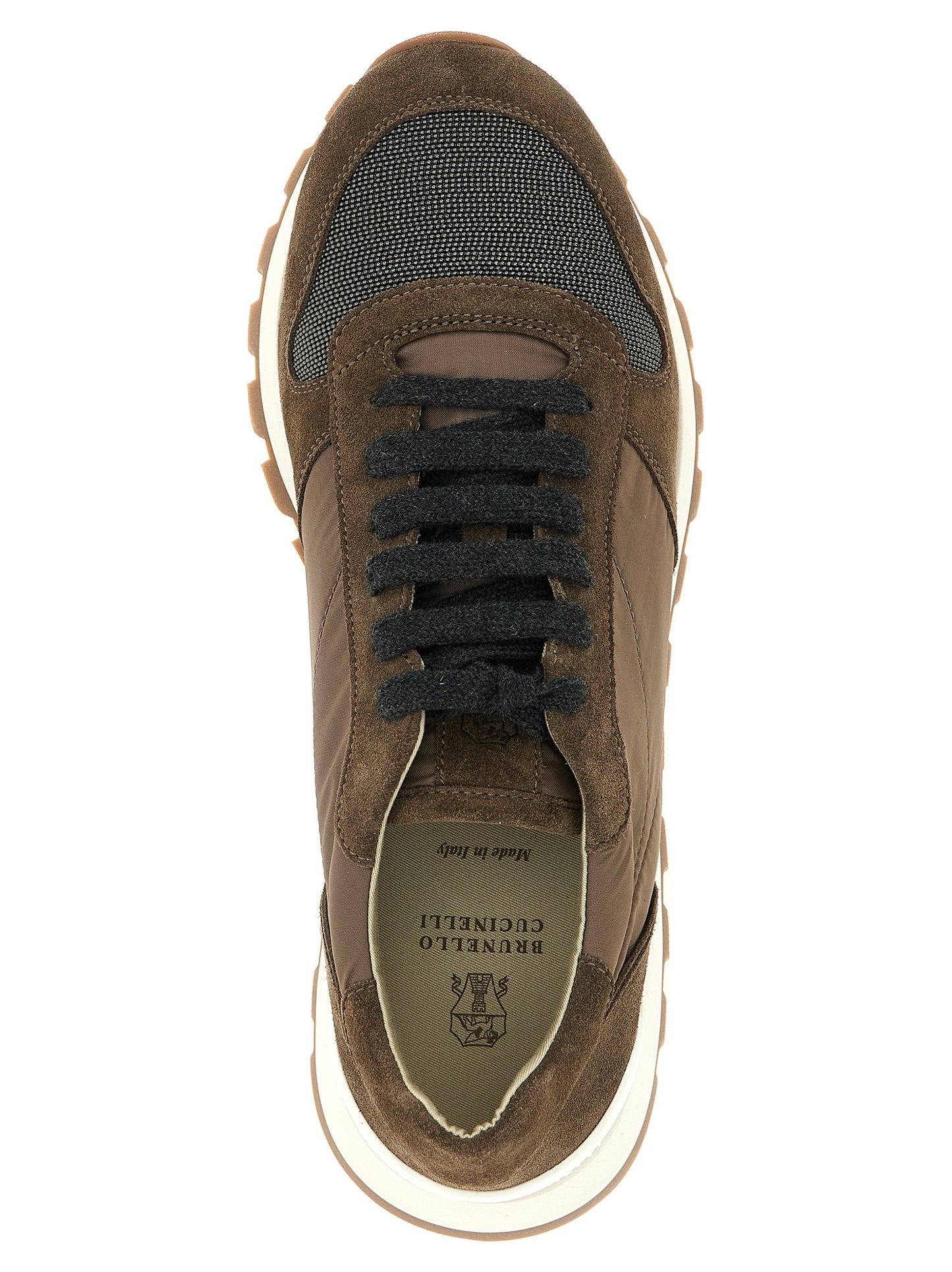 Athletic Sneakers by Brunello Cucinelli for women in bos taurus calfskin suede leather & tu bicolour & green presents a sleek silhouette, perfectly capturing the athletic style essence of Women's Athletic Bos Taurus Calfskin Suede Leather & TU Sneakers with its sleek design and premium finish.