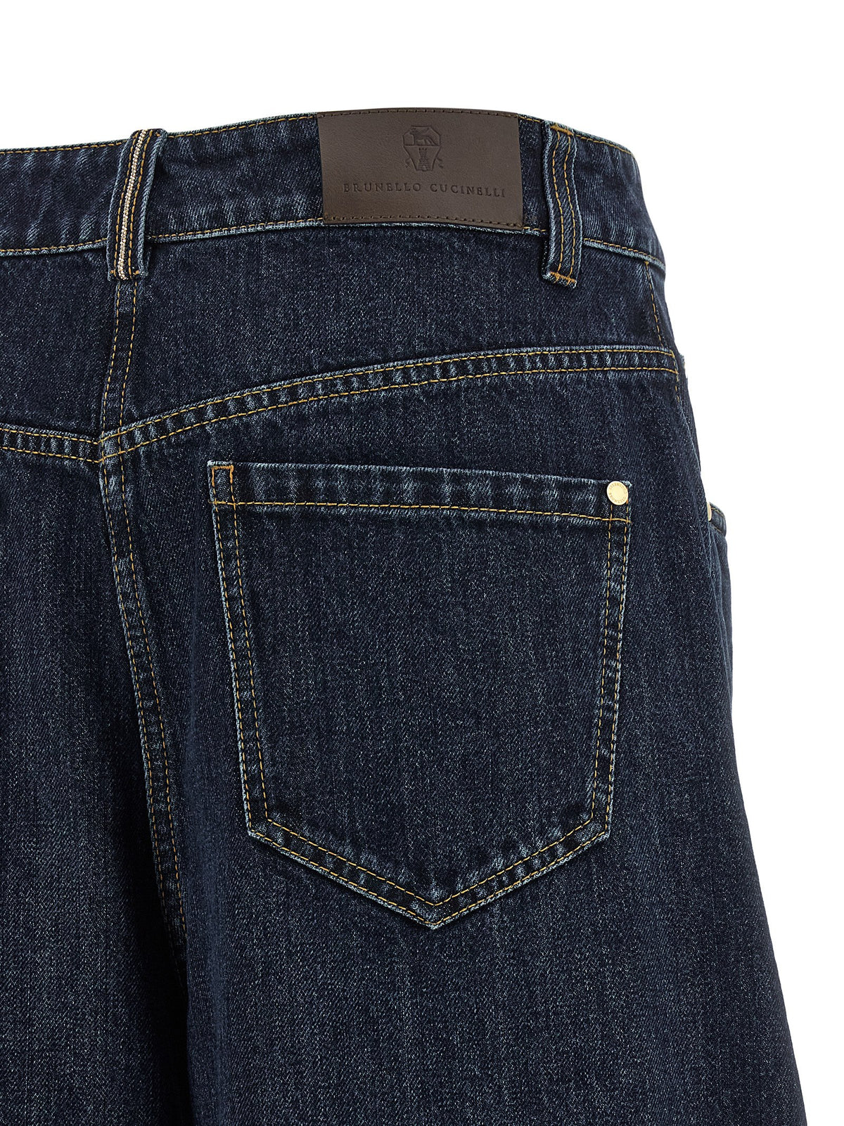 Brunello Cucinelli Monile Women's Wide High Rise Cotton Denim Jeans - Blue