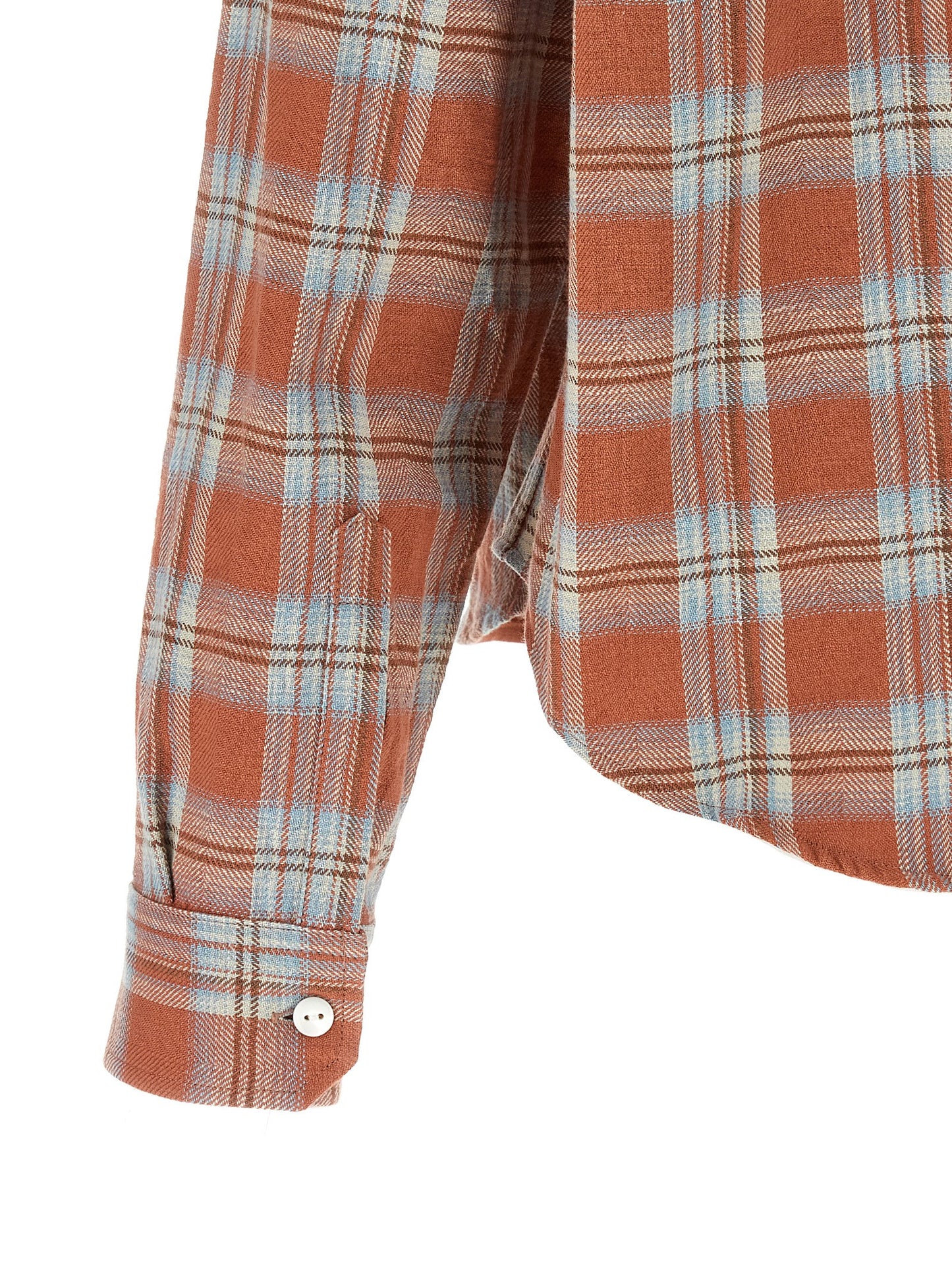 Shirt by SECOND/LAYER for men in cotton twill orange, patterned & checkered features an architectural silhouette with a refined and elegant for a architectural look.
