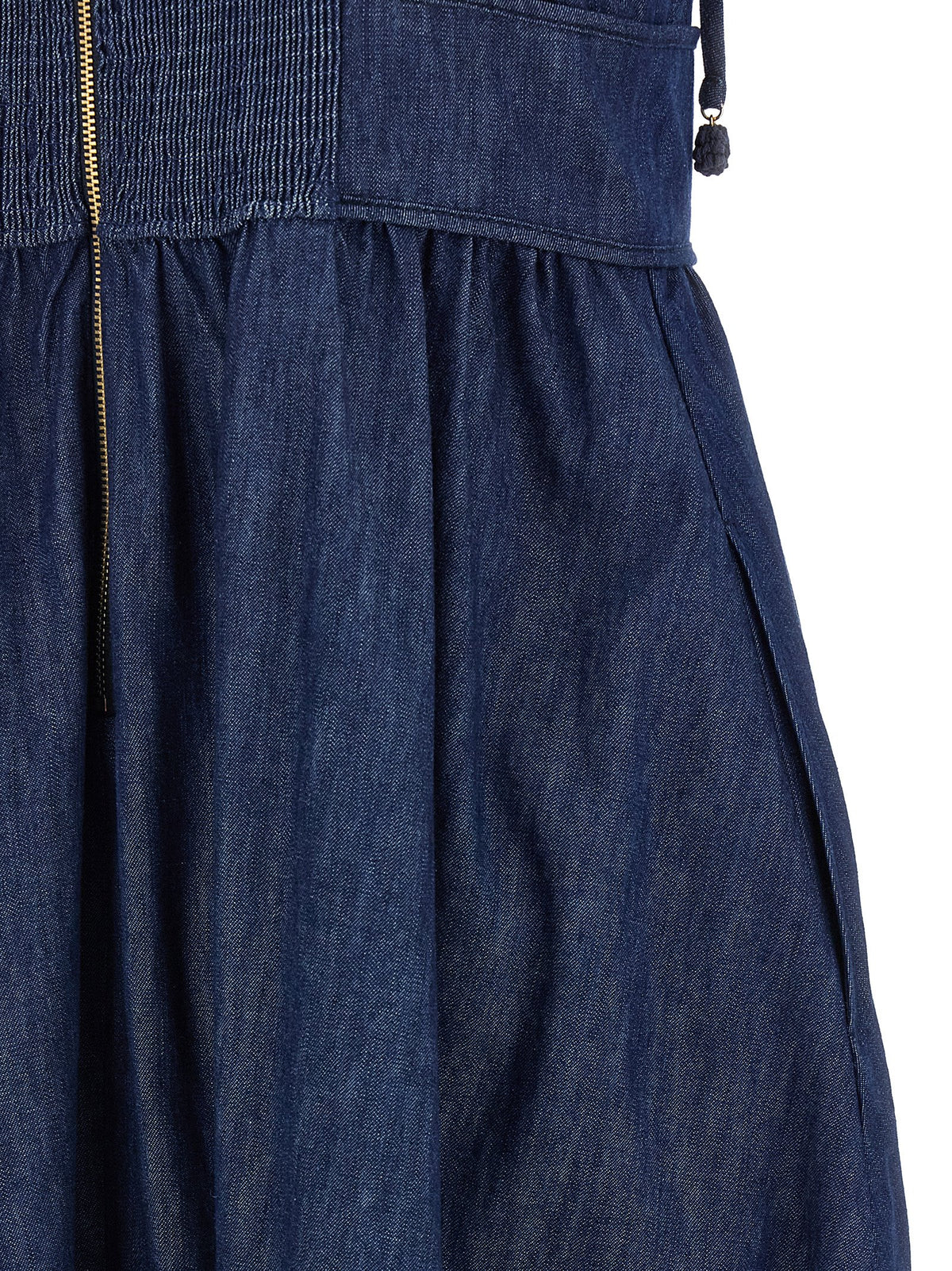 Zimmermann Women's Flared Smock Round Neck Denim Cotton Dress - Blue