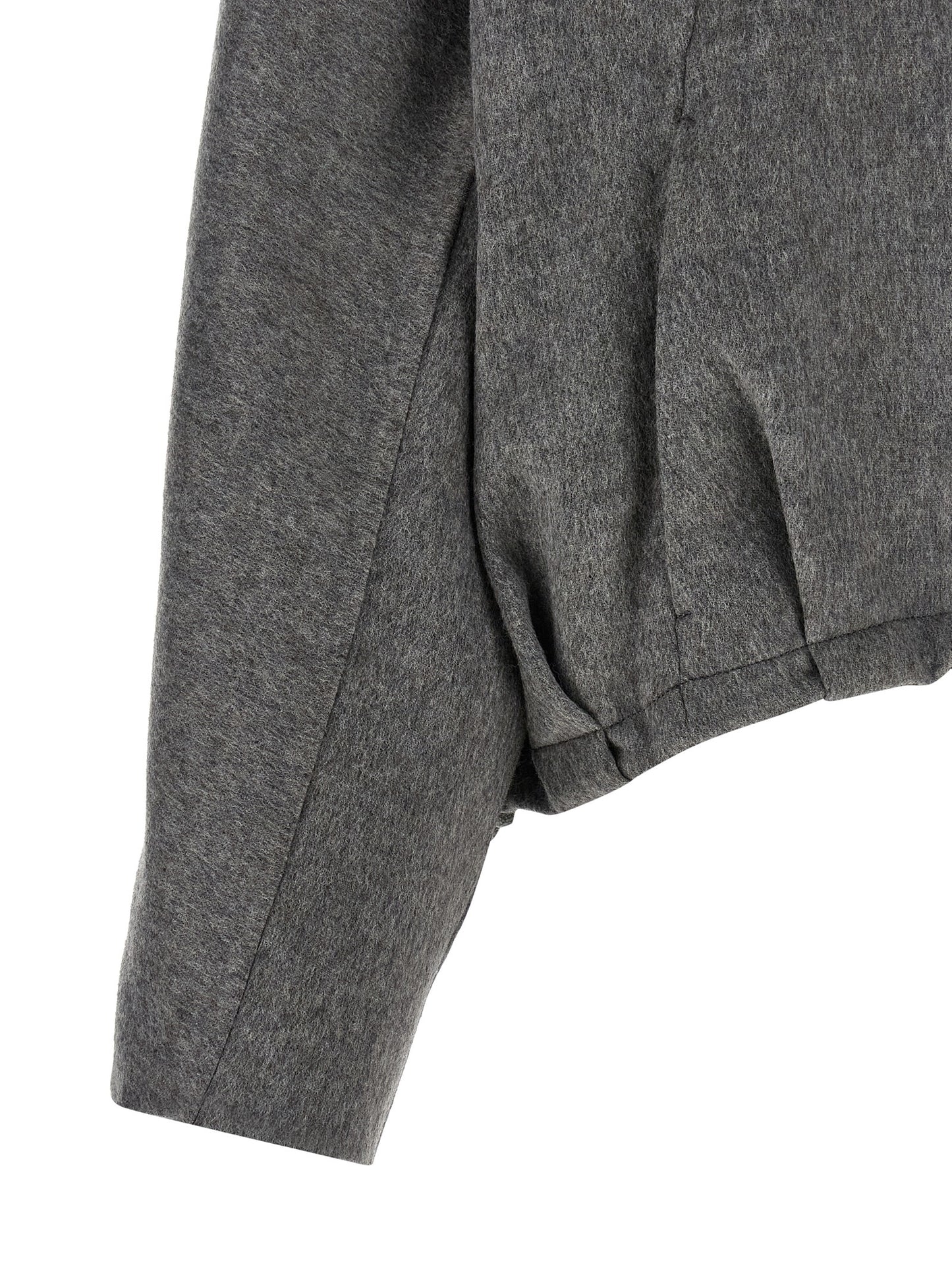 Overcoat by Brunello Cucinelli for women in virgin wool & leather gray presents a luxurious silhouette, showcasing a luxurious and sophisticated pockets for a premium, luxurious look.