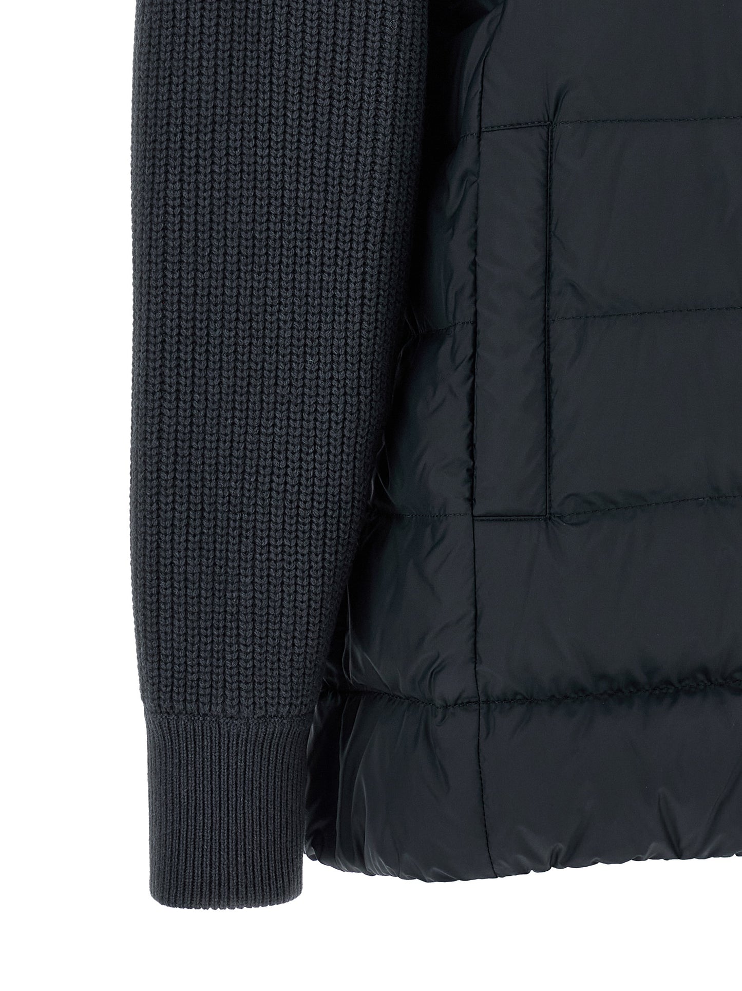 Hooded Puffer Jacket by Brunello Cucinelli for women in virgin cashmere wool & leather blue features a city-ready silhouette, detailed with hooded & insulated and a city-ready .