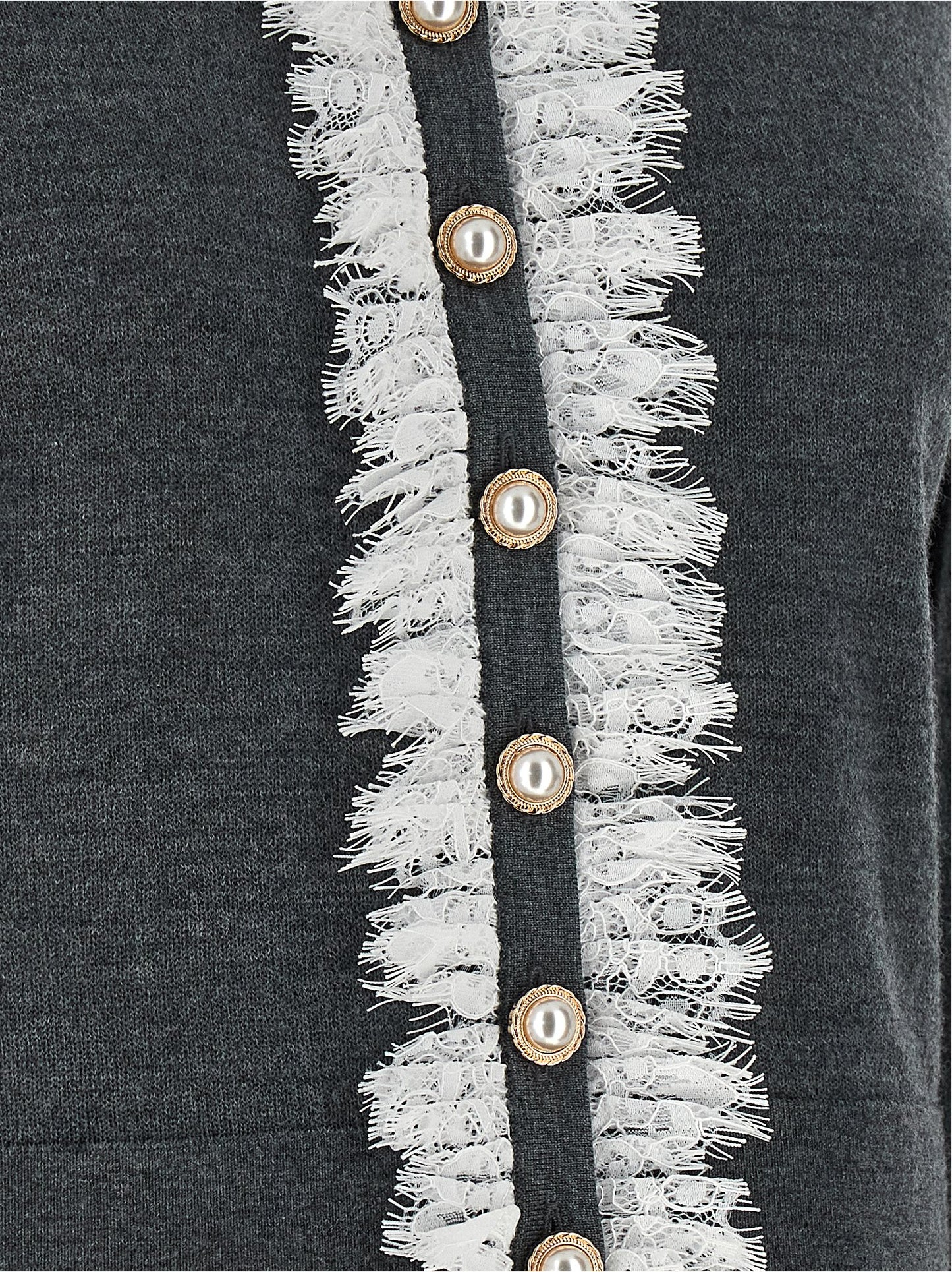 Cardigan by Self-Portrait for women in wool gray features a dramatic silhouette, showcasing a sophisticated and dramatic detail for a timeless, premium look.