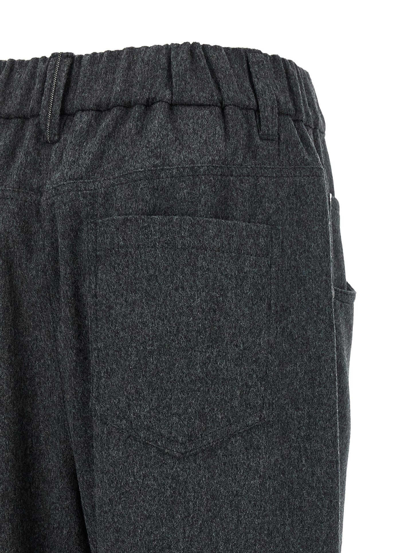 Pants by Brunello Cucinelli for women in wool gray features a utilitarian tapered-leg with a utilitarian long and mid rise to create a sophisticated, premium look.