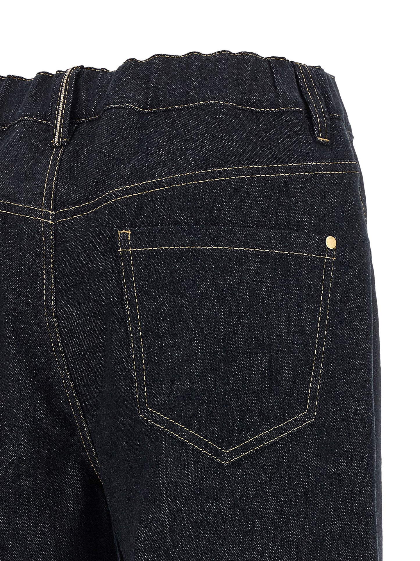 Jeans by Brunello Cucinelli for women in denim cotton blue & signature features an sartorial straight-leg & wide and long with a cut for a sartorial finish.