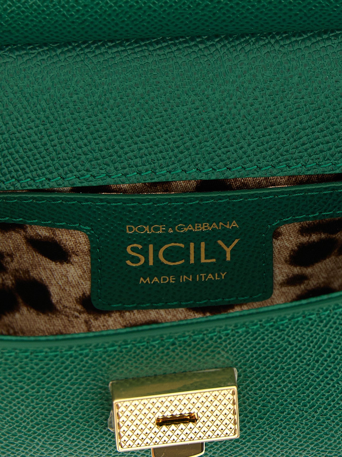 Mini Flap Handbag by Dolce & Gabbana for women in calfskin leather bicolour, green & signature features a contemporary silhouette, showcasing a secure snap & flap, ample , and contemporary shoulder-strap, adjustable-strap & handle for a sophisticated look.
