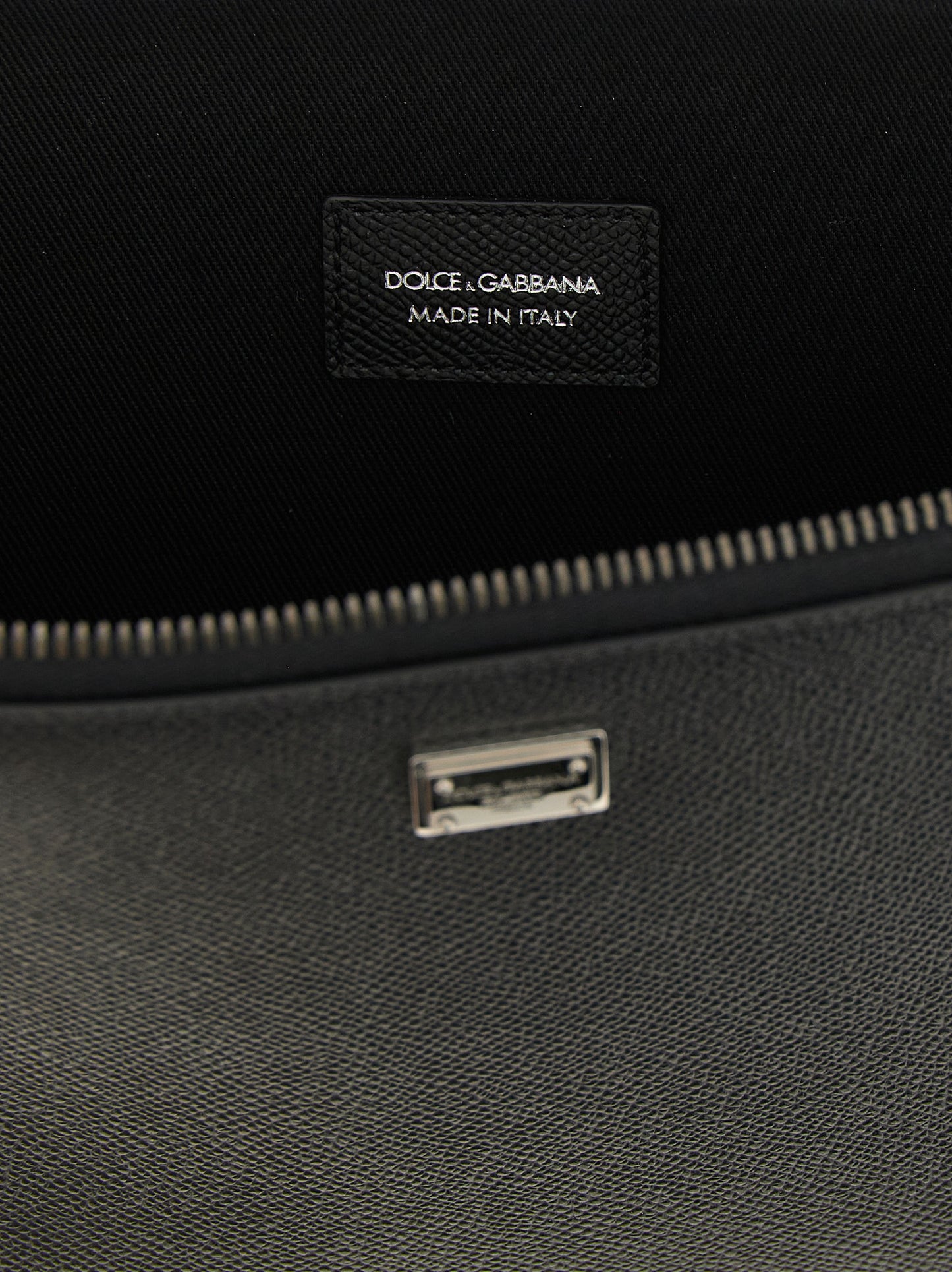 Dolce & Gabbana Sicily Calfskin Leather Cotton Clutch Handbag - Black