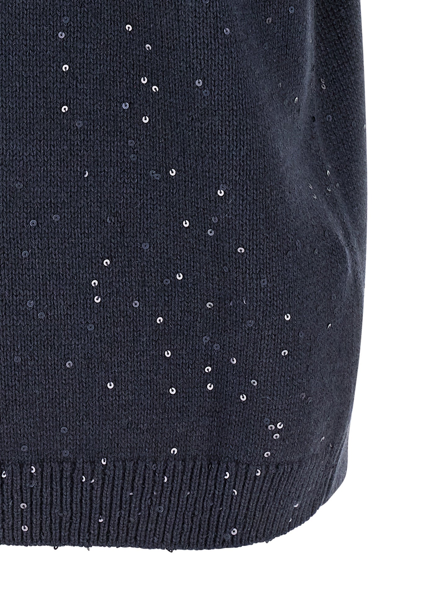 Cardigan by Brunello Cucinelli for women in silk cashmere & sequins blue features an impeccable silhouette, showcasing a sophisticated crew neckline and detail for a truly impeccable finish.