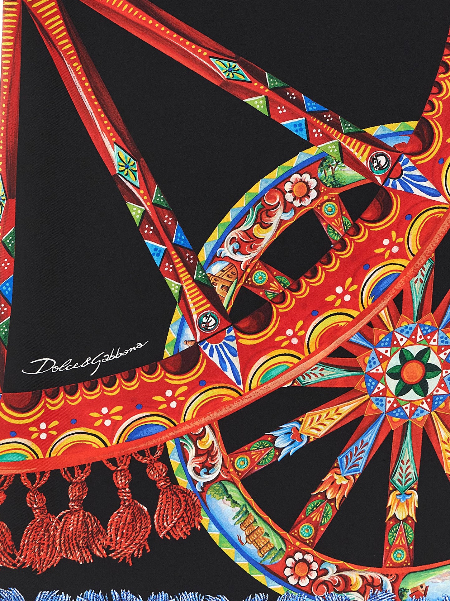 Scarf by Dolce & Gabbana for women in silk twill multicolor & print showcases a eye catching silhouette, artfully capturing the essence of the eye catching Silk Twill Wrap Scarf design for a sophisticated look.