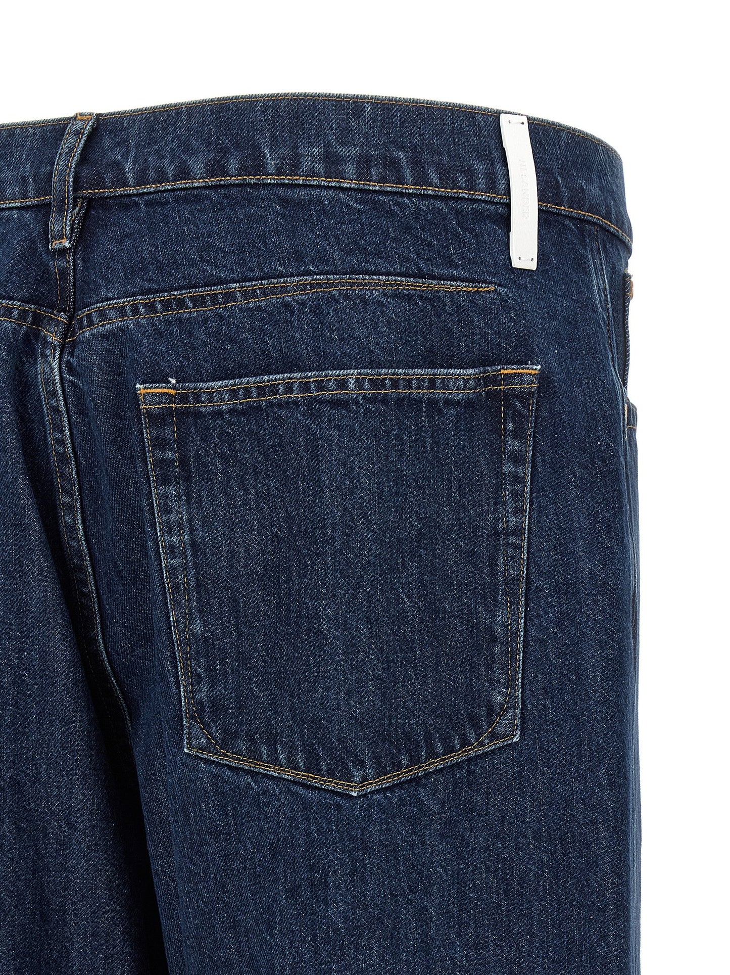 Jeans by Jil Sander for men in denim cotton blue & signature presents a refined pantology silhouette, artfully defined by a refined pantology straight-leg & wide, long, and a sophisticated mid rise.