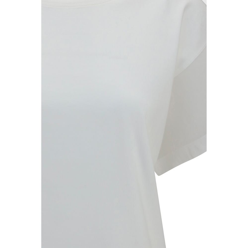T-Shirt by Brunello Cucinelli for women in cotton transparent & white showcases a unassuming silhouette, artfully detailed with a refined crew neckline and unassuming for a sophisticated, contemporary look.
