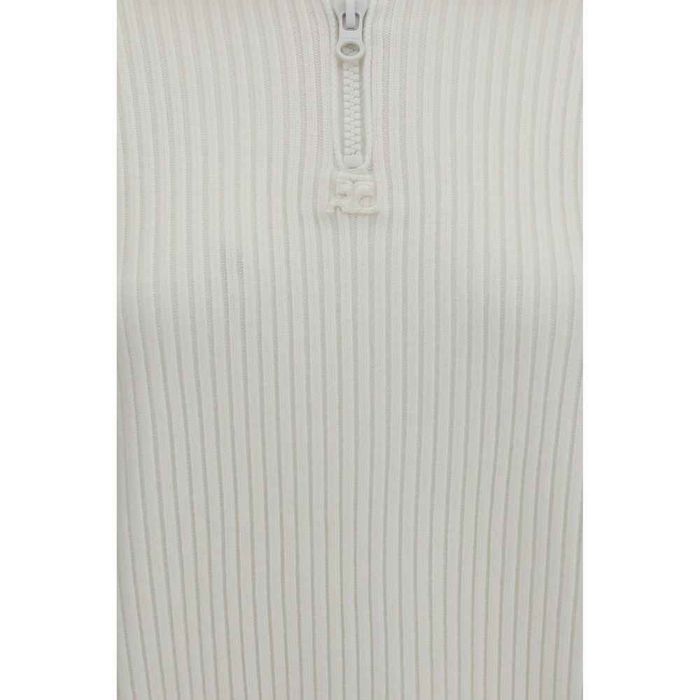 Sweatshirt by Courrèges for women in merino wool white features an exquisite silhouette, showcasing and details for a exquisite look.
