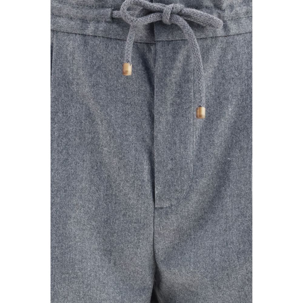 Casual Pants by Brunello Cucinelli for men in virgin wool gray & patterned features a refined silhouette with a refined regular-fit, defined by a and a refined long for a refined finish.