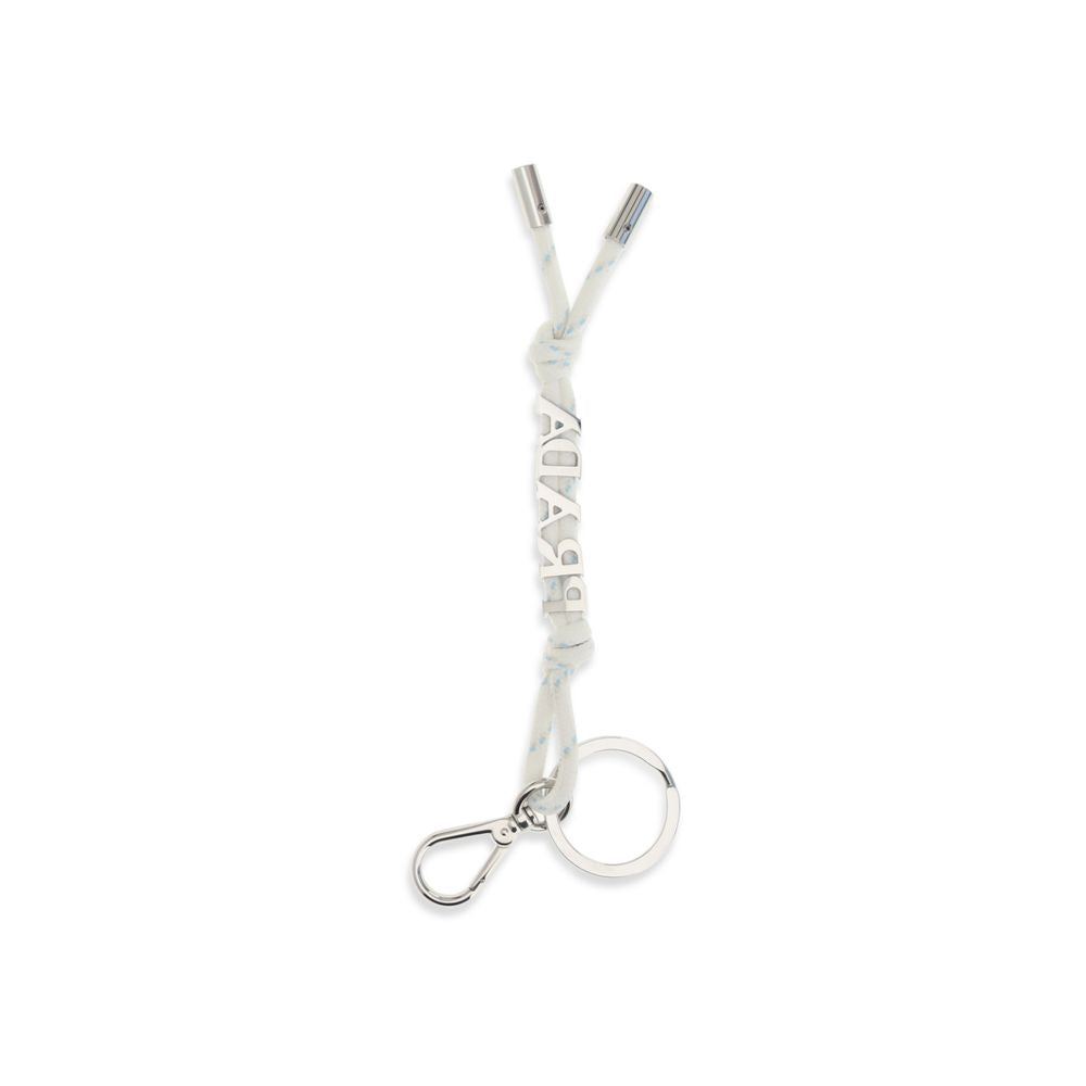Keychain by Prada for men in polyester polyurethane & rubber white exhibits a distinguished aesthetic, beautifully coordinating with and elements while highlighting .