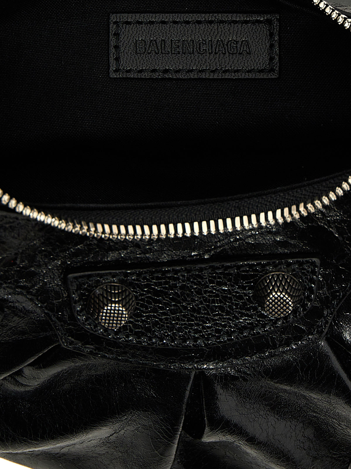 Balenciaga Heart Le Cagole Poly Cotton Canvas & Lambskin Leather Crossbody Handbag - Black Silver Signature