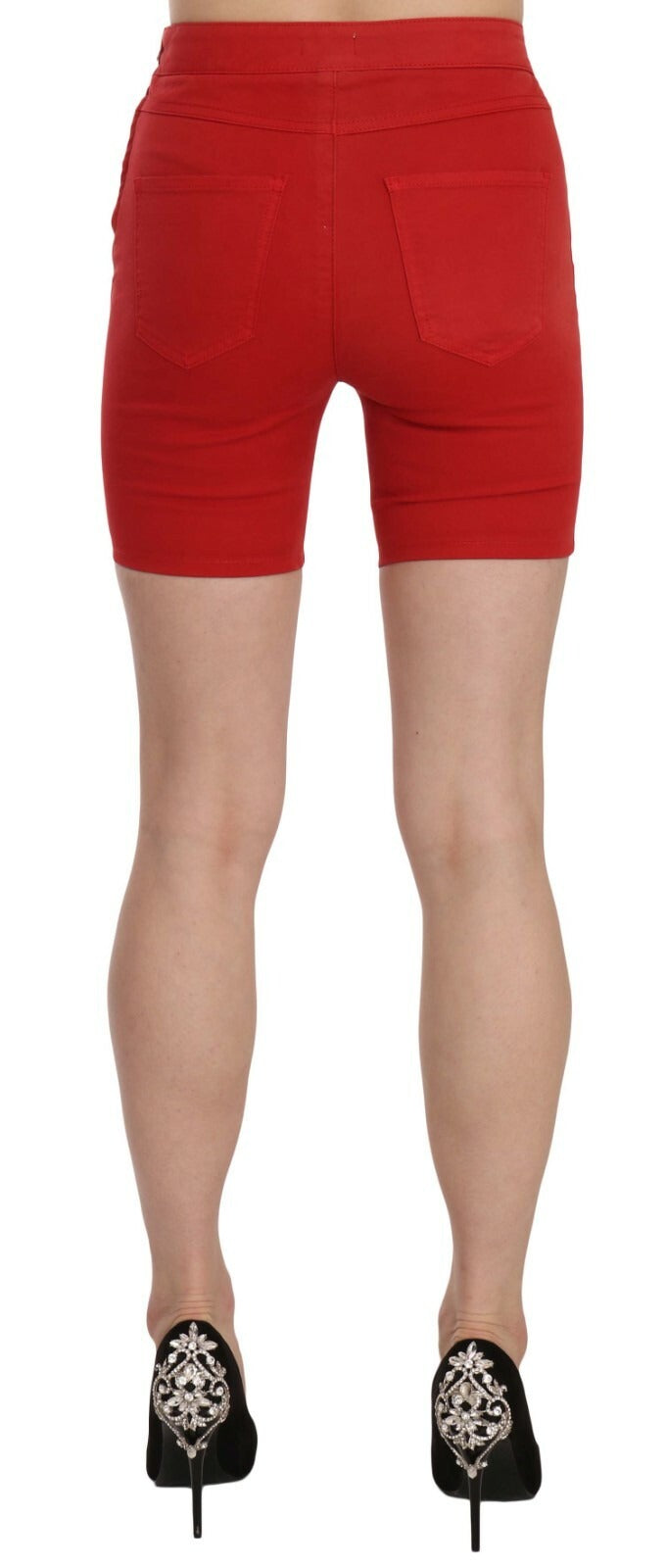PINKO 9 To 5 Women's Slim Mid Rise Cotton Short Trousers - Red