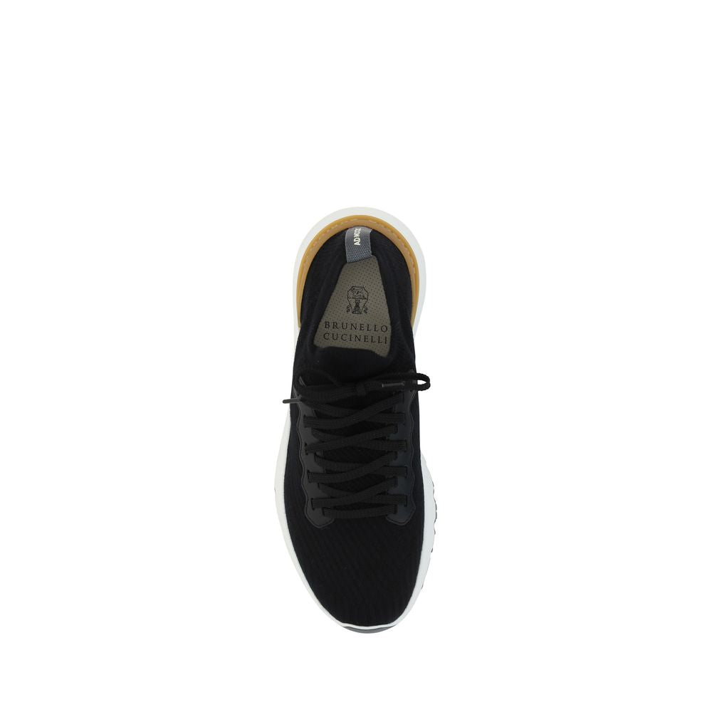 Athletic Sneakers by Brunello Cucinelli for men in cotton black & signature features an effortless chic silhouette, showcasing the signature athletic style of the Men's Athletic Cotton Sneakers collection with a truly effortless chic finish.