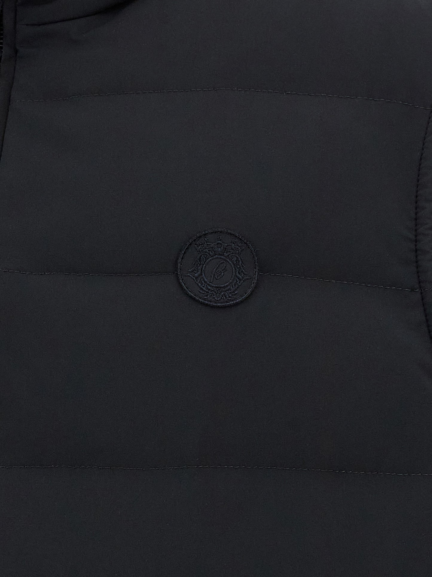 Vest by Brioni for men in goose-down polyester & cashmere blue showcases a dynamic silhouette, perfectly balancing pockets & insulated with a dynamic for a sophisticated, high-fashion look.