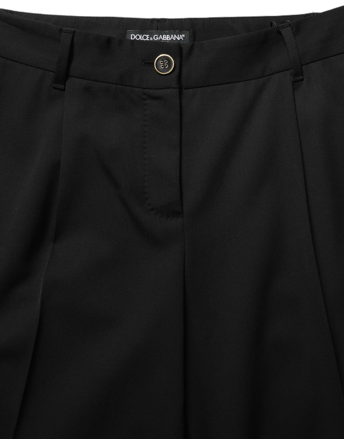 Dolce & Gabbana Women's Straight Wide High Rise Virgin Wool & Silk Trousers - Black