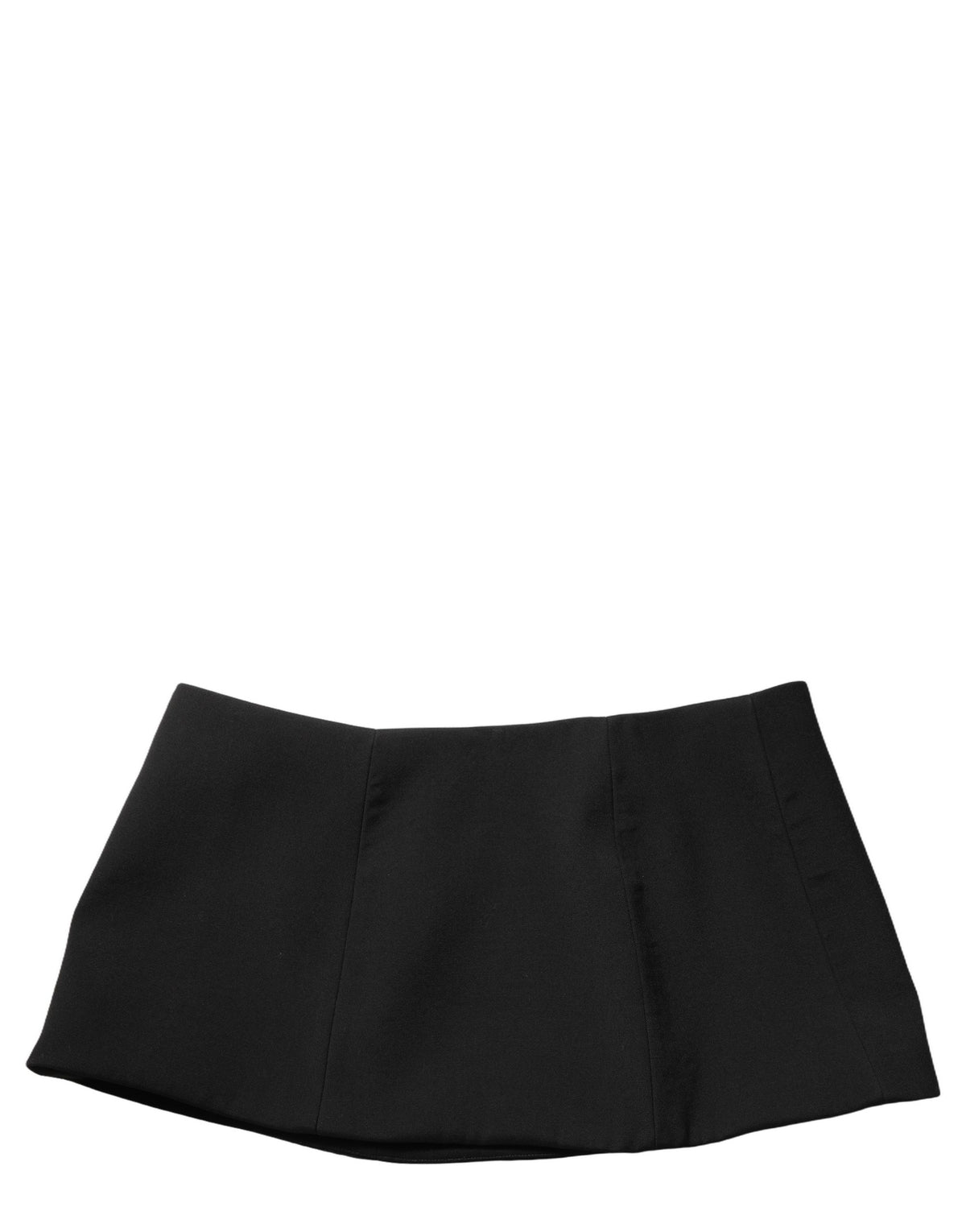 Dolce & Gabbana 9 To 5 Unisex Wrap A Line Low Rise Virgin Wool Nylon Crepe Mini Skirt - Black