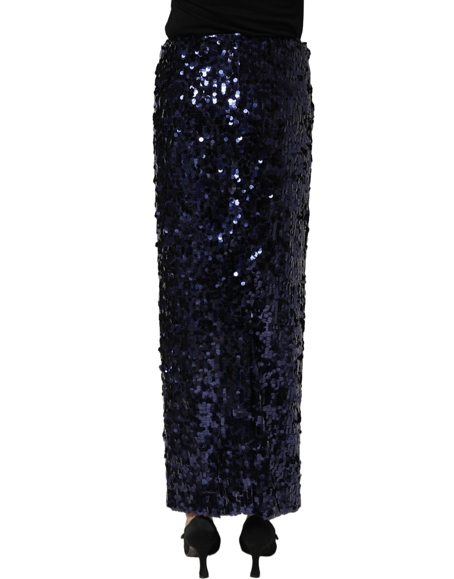 Dolce & Gabbana Blue Sequin High Waist PencilCut Midi Skirt