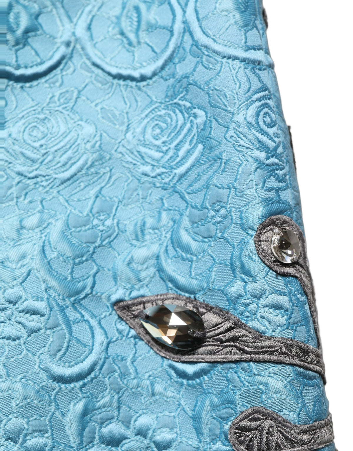 Dolce & Gabbana Sicily Women's A Line High Rise Silk Cotton Polyester & Squirrel Fur Midi Skirt - Blue Jacquard